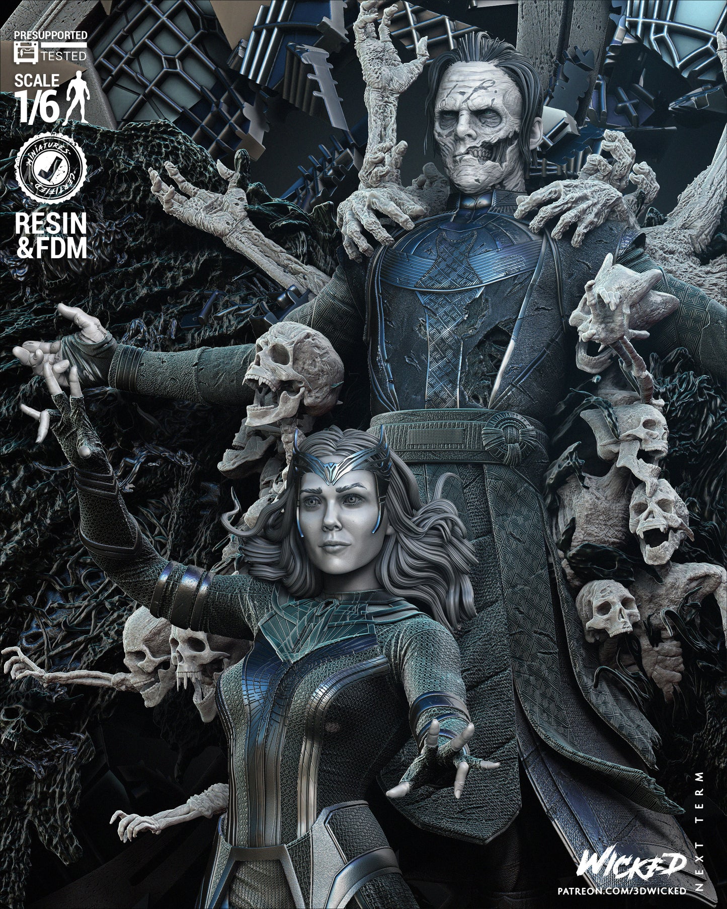 Multiverse of Madness Diorama Dead Strange and Scarlet Witch Resin Fan Art - MTO (B3D V1)