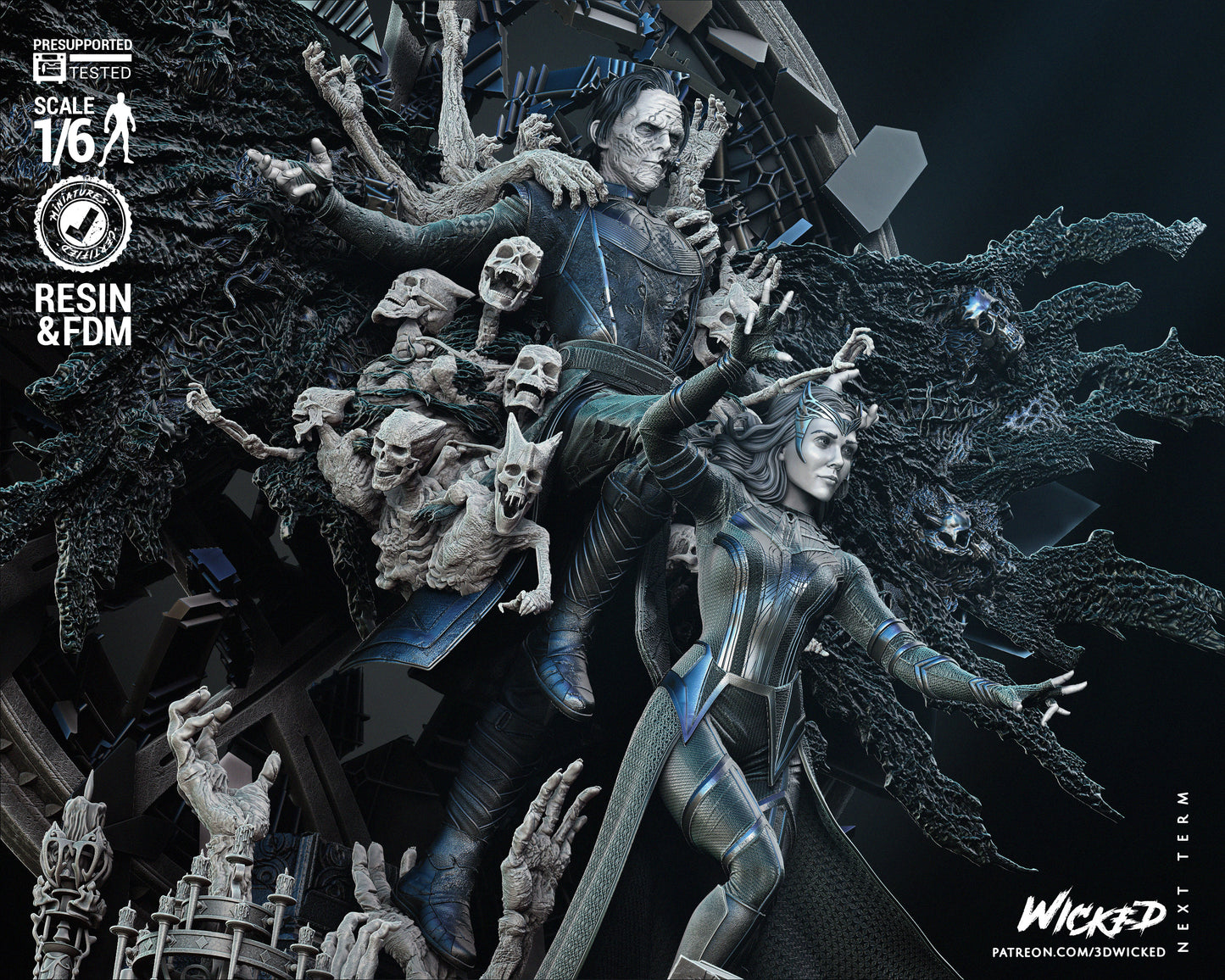 Multiverse of Madness Diorama Dead Strange and Scarlet Witch Resin Fan Art - MTO (B3D V1)