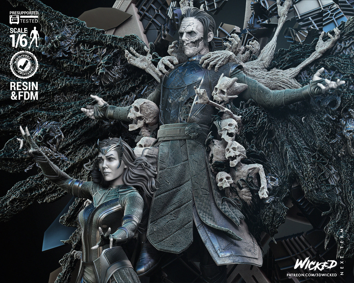 Multiverse of Madness Diorama Dead Strange and Scarlet Witch Resin Fan Art - MTO (B3D V1)