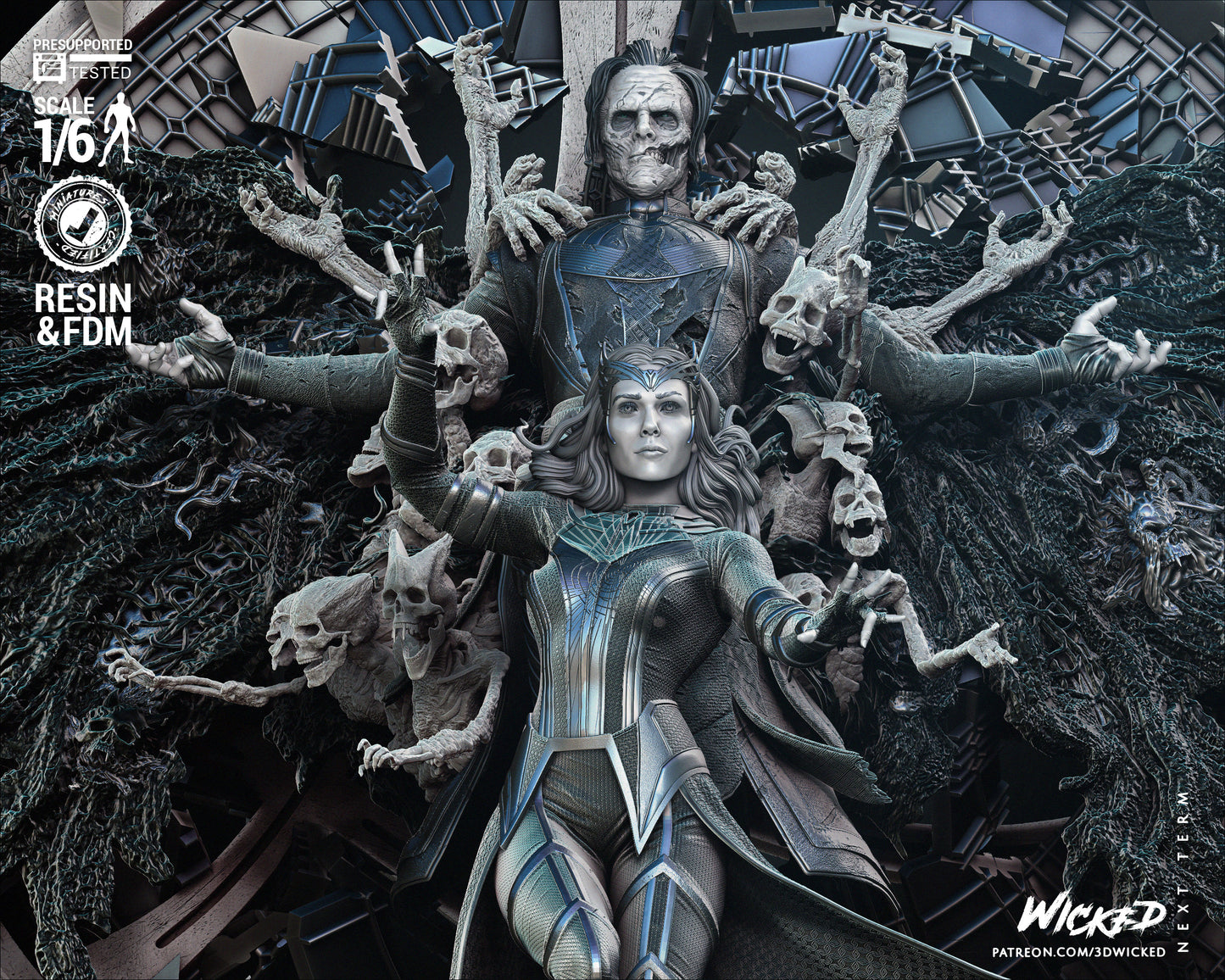 Multiverse of Madness Diorama Dead Strange and Scarlet Witch Resin Fan Art - MTO (B3D V1)