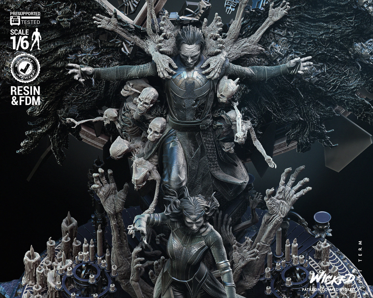 Multiverse of Madness Diorama Dead Strange and Scarlet Witch Resin Fan Art - MTO (B3D V1)