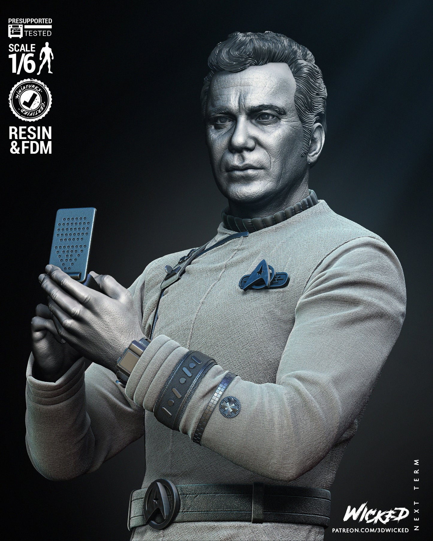 Captain Kirk Resin Fan Art Pro Painted - MTO