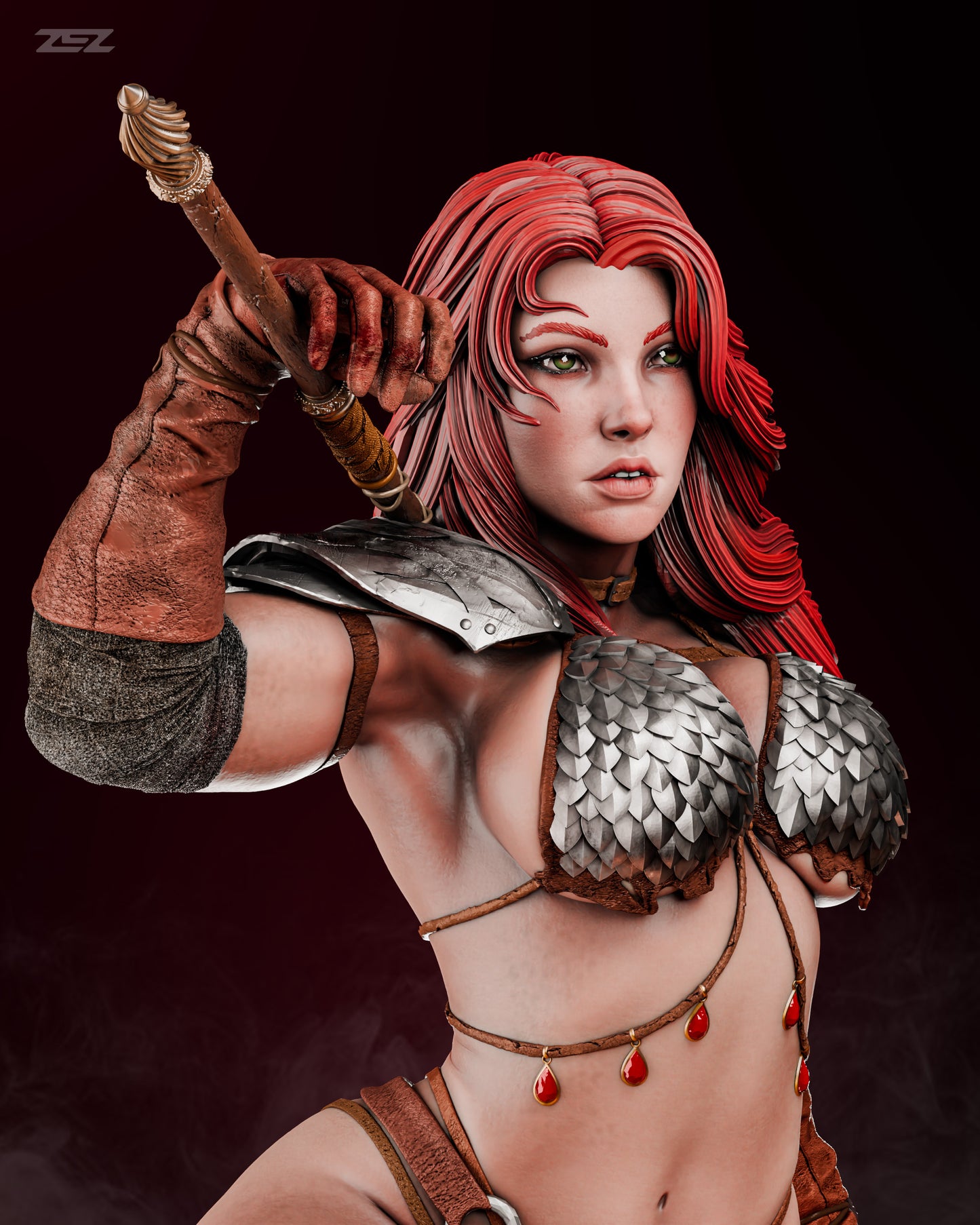 Red Sonja Resin Fan Art Pro Painted - MTO