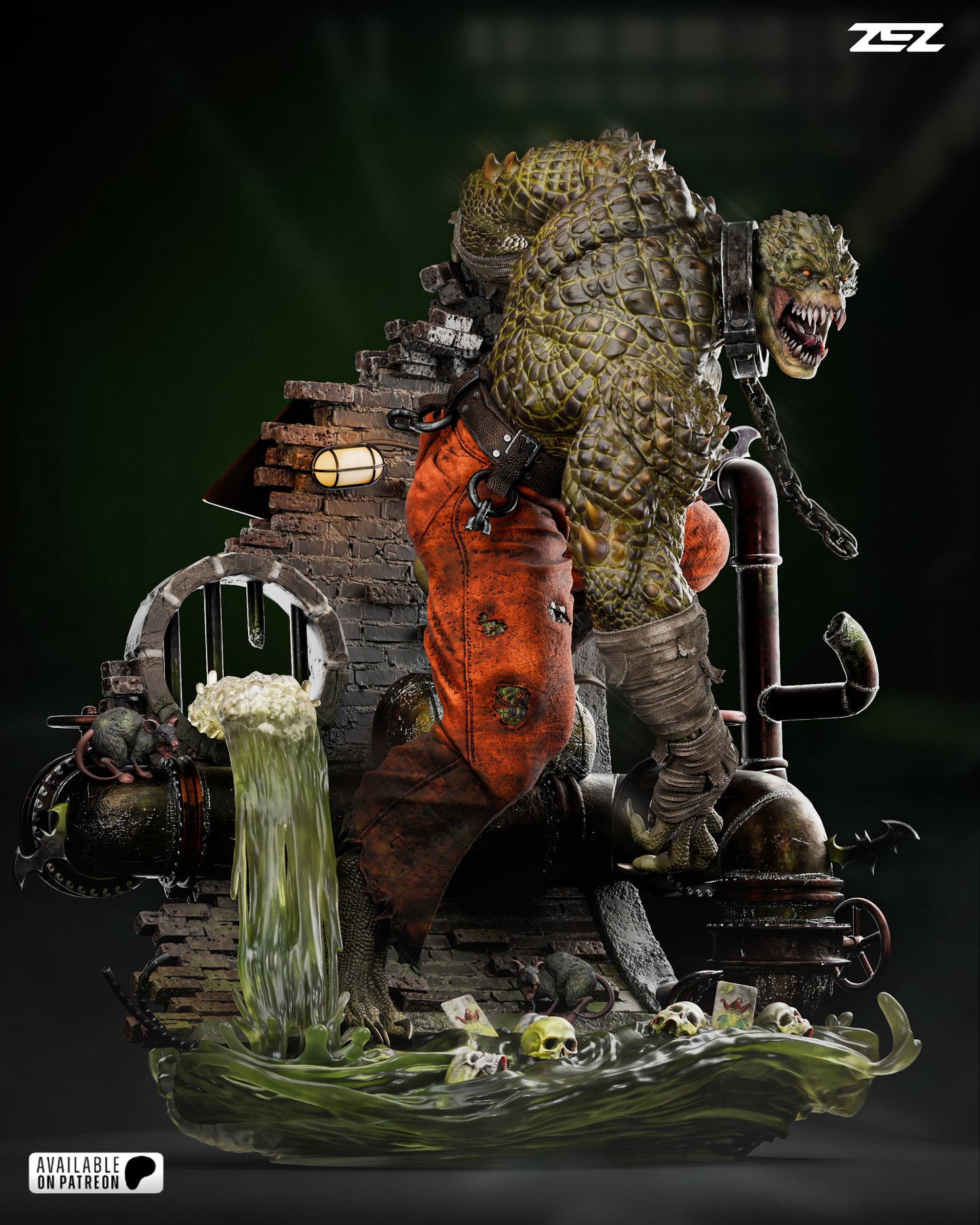 Killer Crocodile Resin Sculpture Fan Art Pro - MTO (ZEZ)