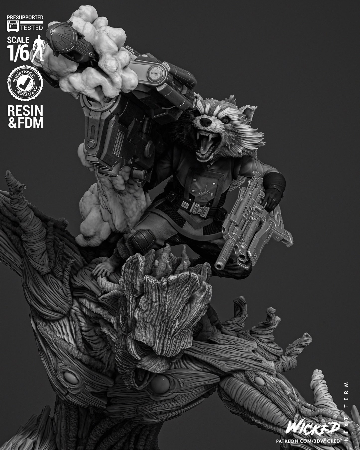 Groot and Rocket Resin Fan Art Sculpture