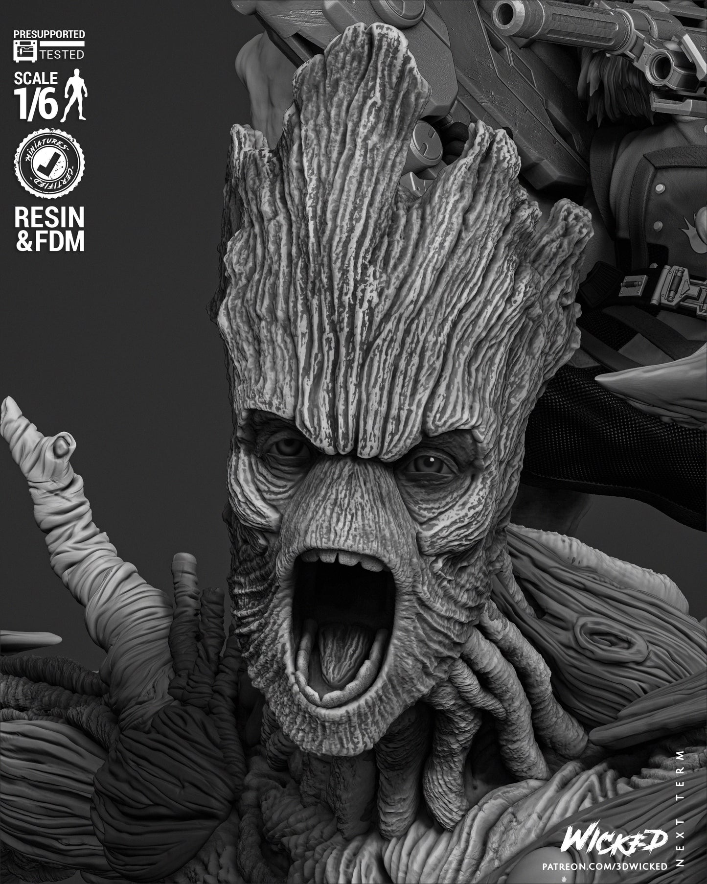 Groot and Rocket Resin Fan Art Sculpture