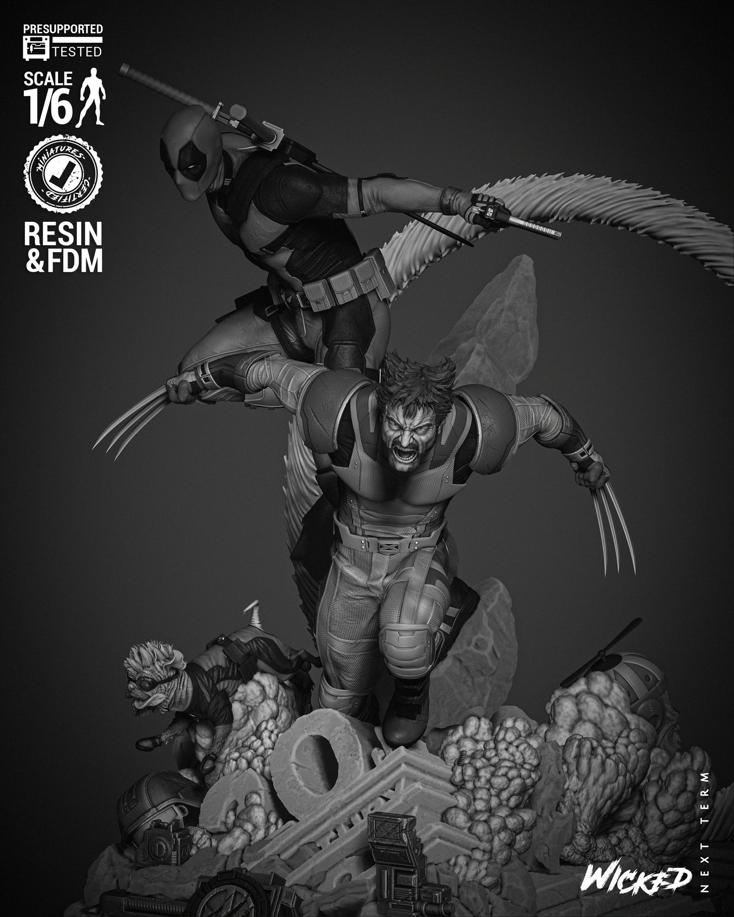 Deadpool and Wolverine Diorama Resin Fan Art Pro Painted - MTO WS