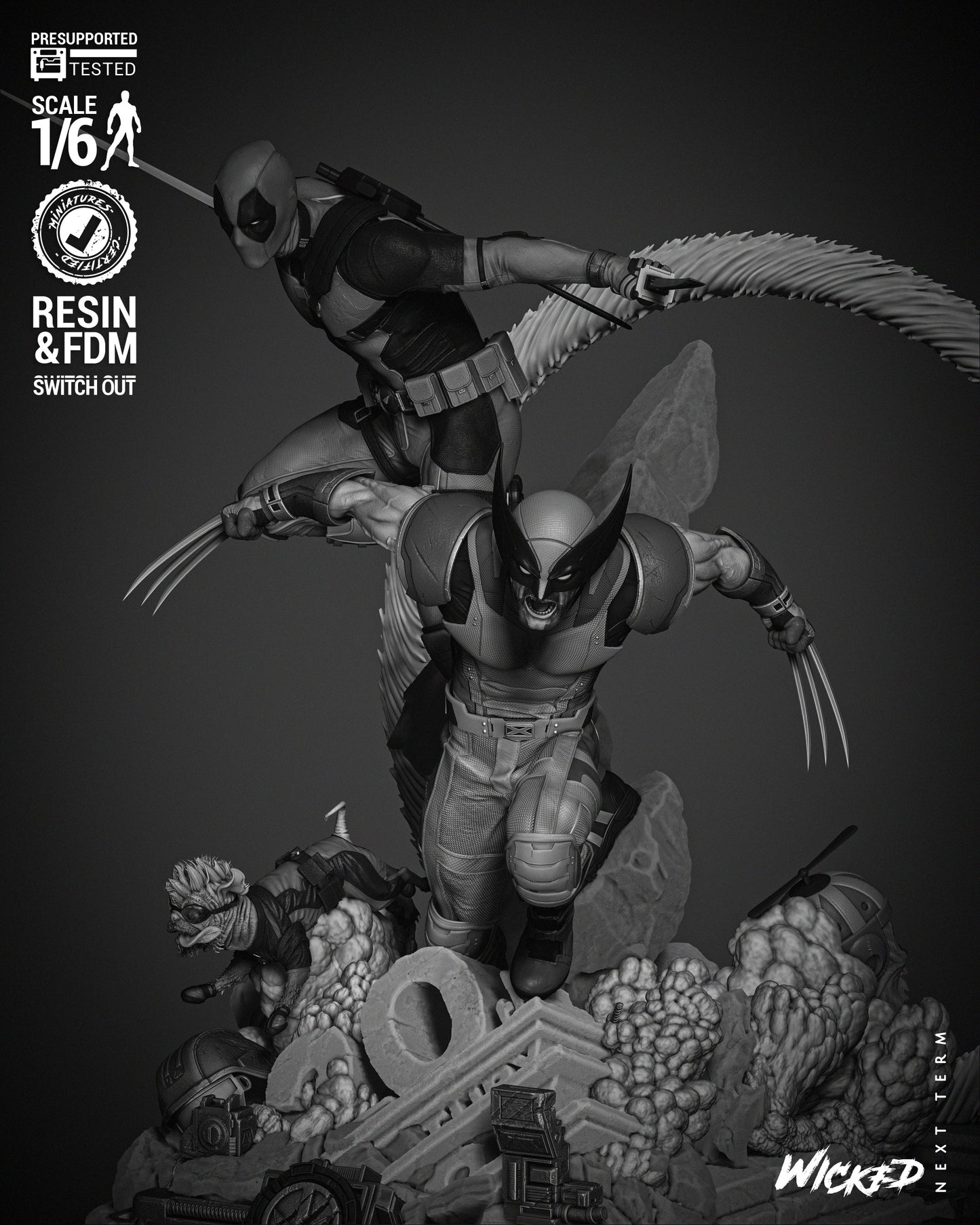 Deadpool and Wolverine Diorama Resin Fan Art Pro Painted - MTO WS