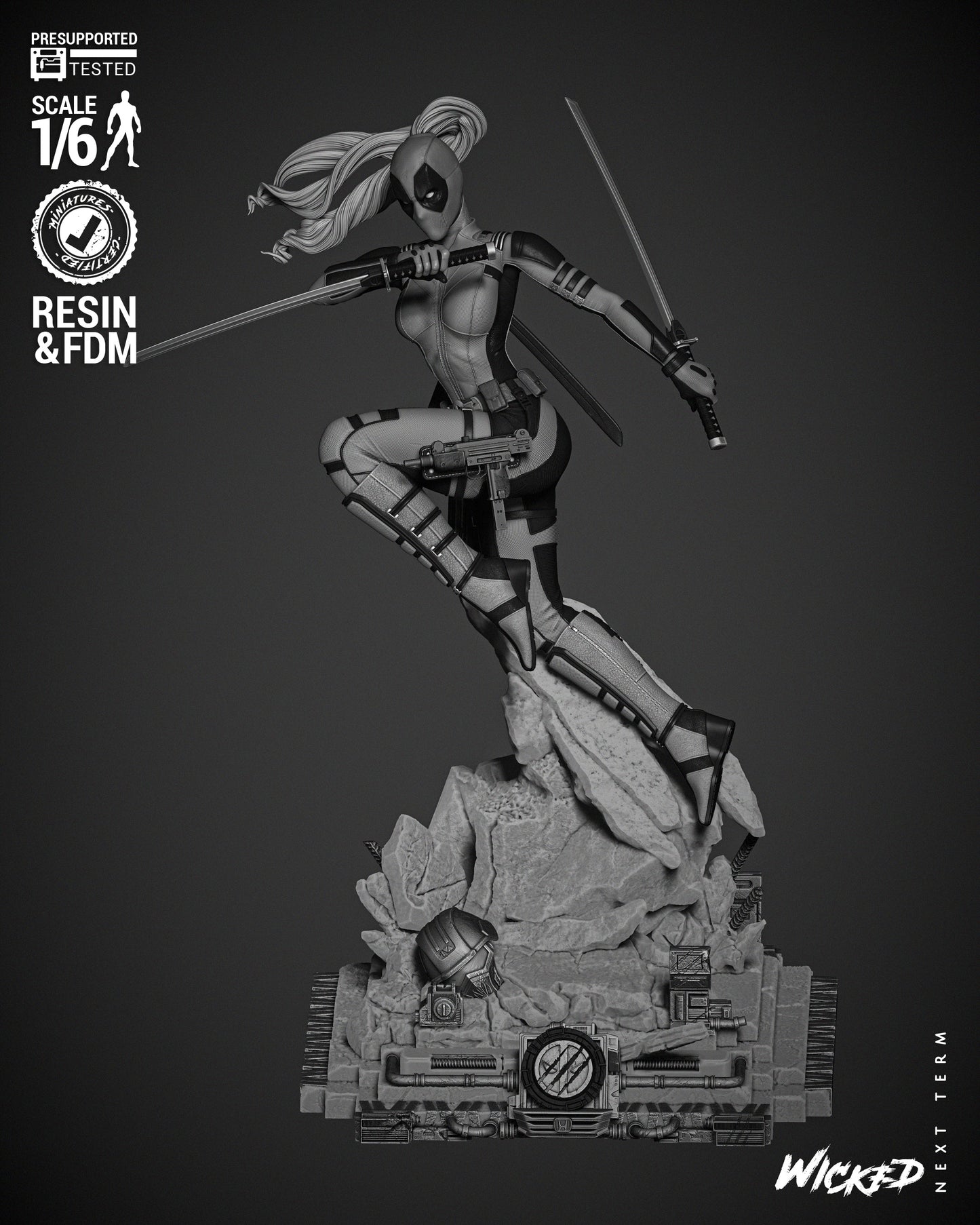 Lady Deadpool Resin Sculpture Fan Art Pro Painted - MTO (Wicked)