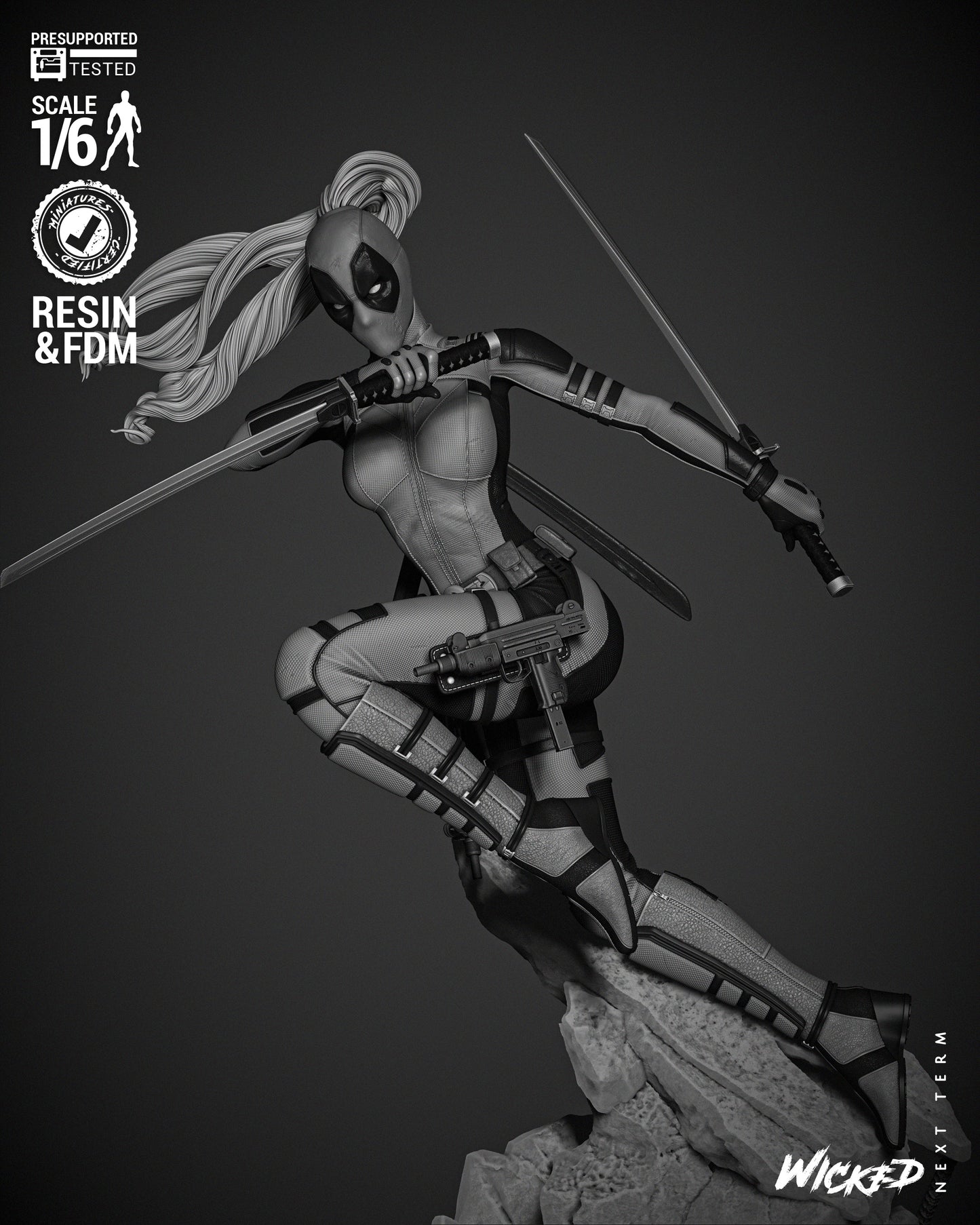 Lady Deadpool Resin Sculpture Fan Art Pro Painted - MTO (Wicked)