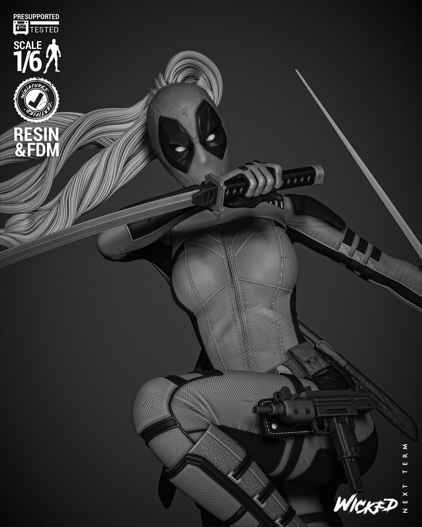 Lady Deadpool Resin Sculpture Fan Art Pro Painted - MTO (Wicked)