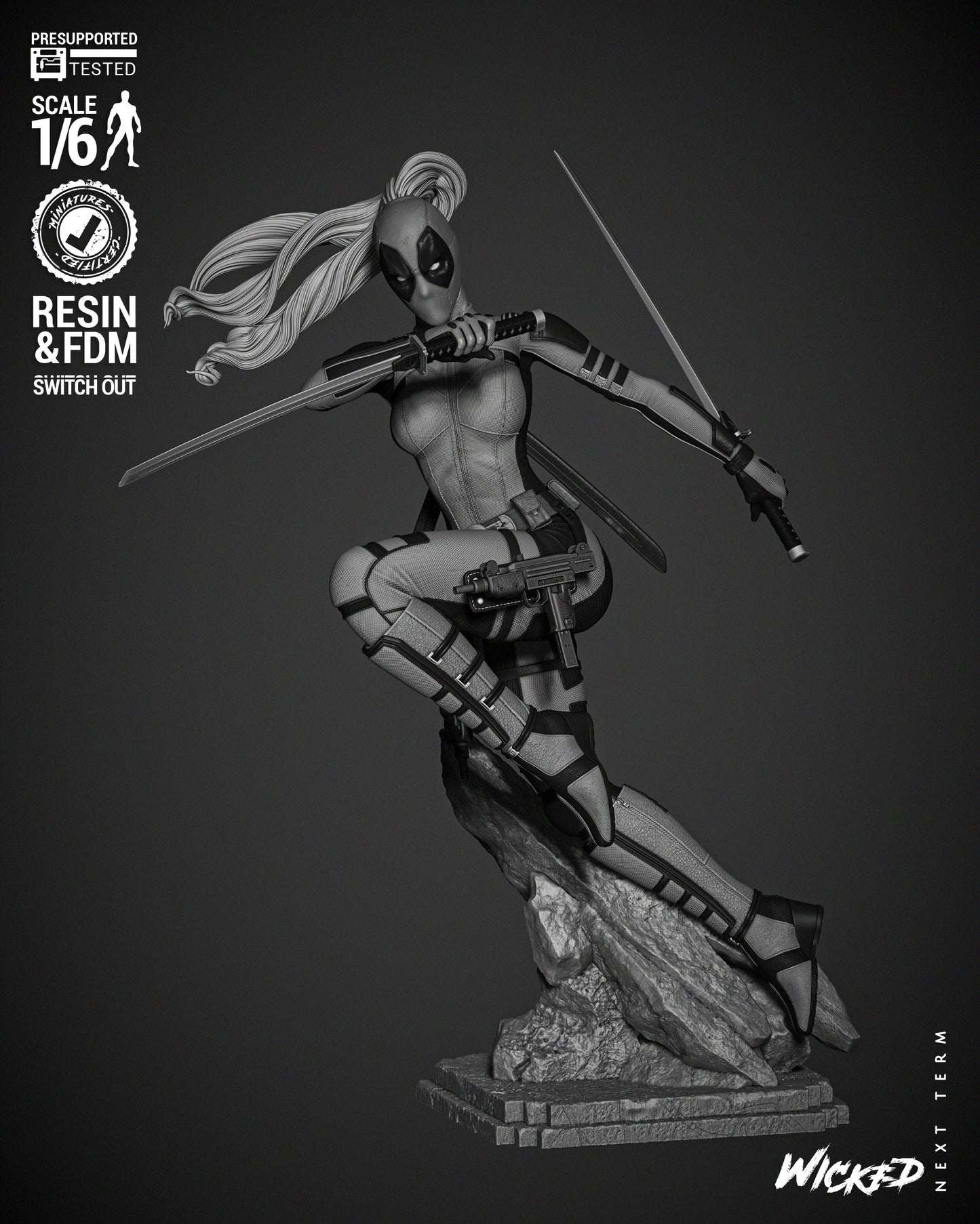 Lady Deadpool Resin Sculpture Fan Art Pro Painted - MTO (Wicked)