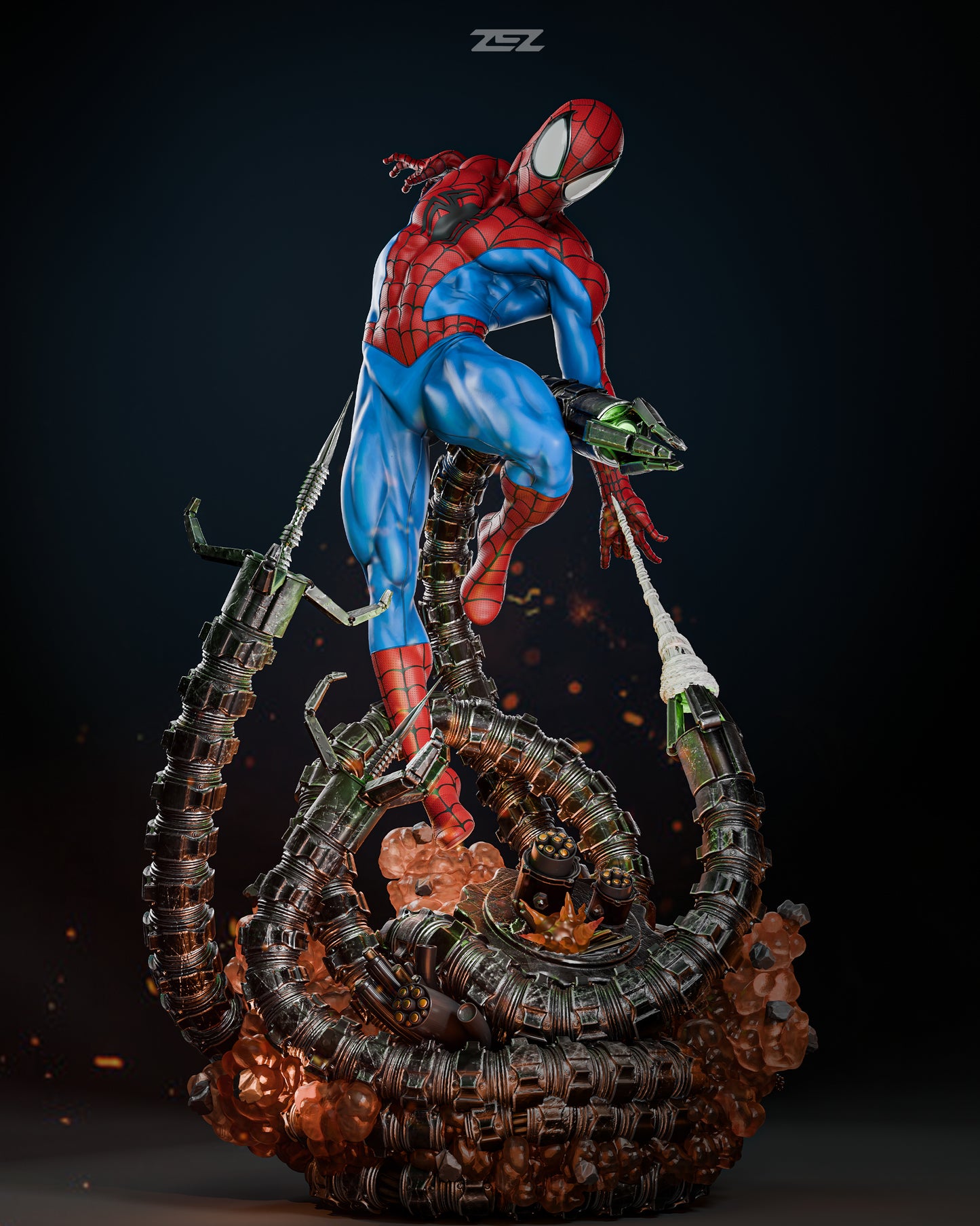 Spiderman vs Octa Resin Fan Art Sculpture (Zez)