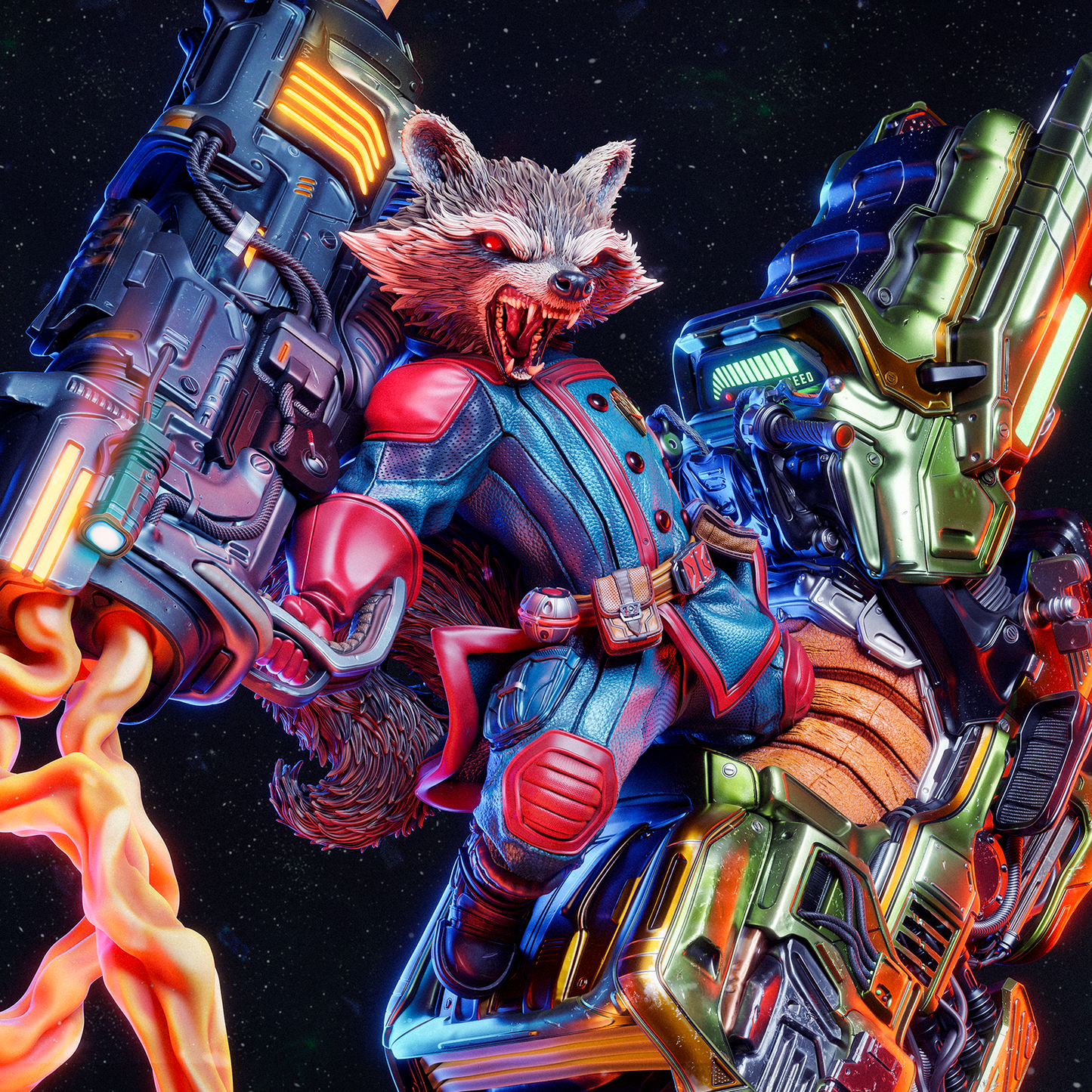 Rocket Raccoon Resin Art - MTO (Design by CA3D)