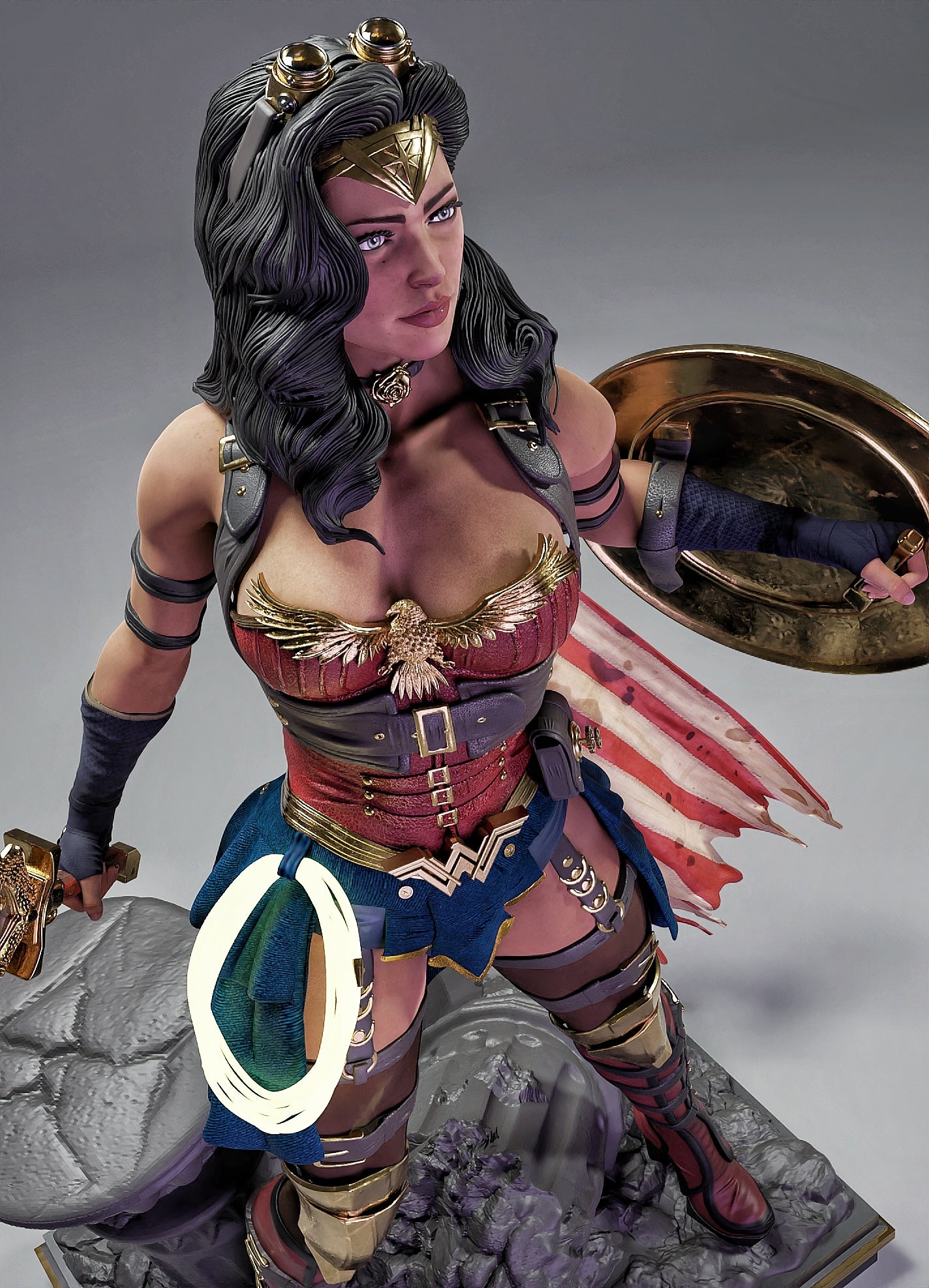 Steampunk Wonder Woman Resin Art (Design by MCM3D Studios)