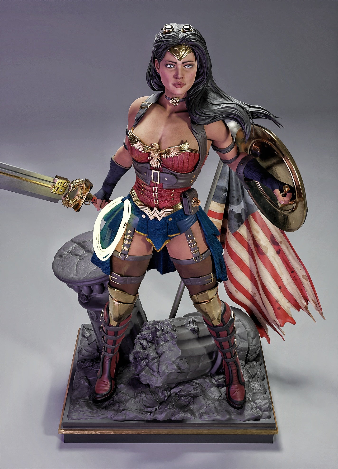 Steampunk Wonder Woman Resin Art (Design by MCM3D Studios)