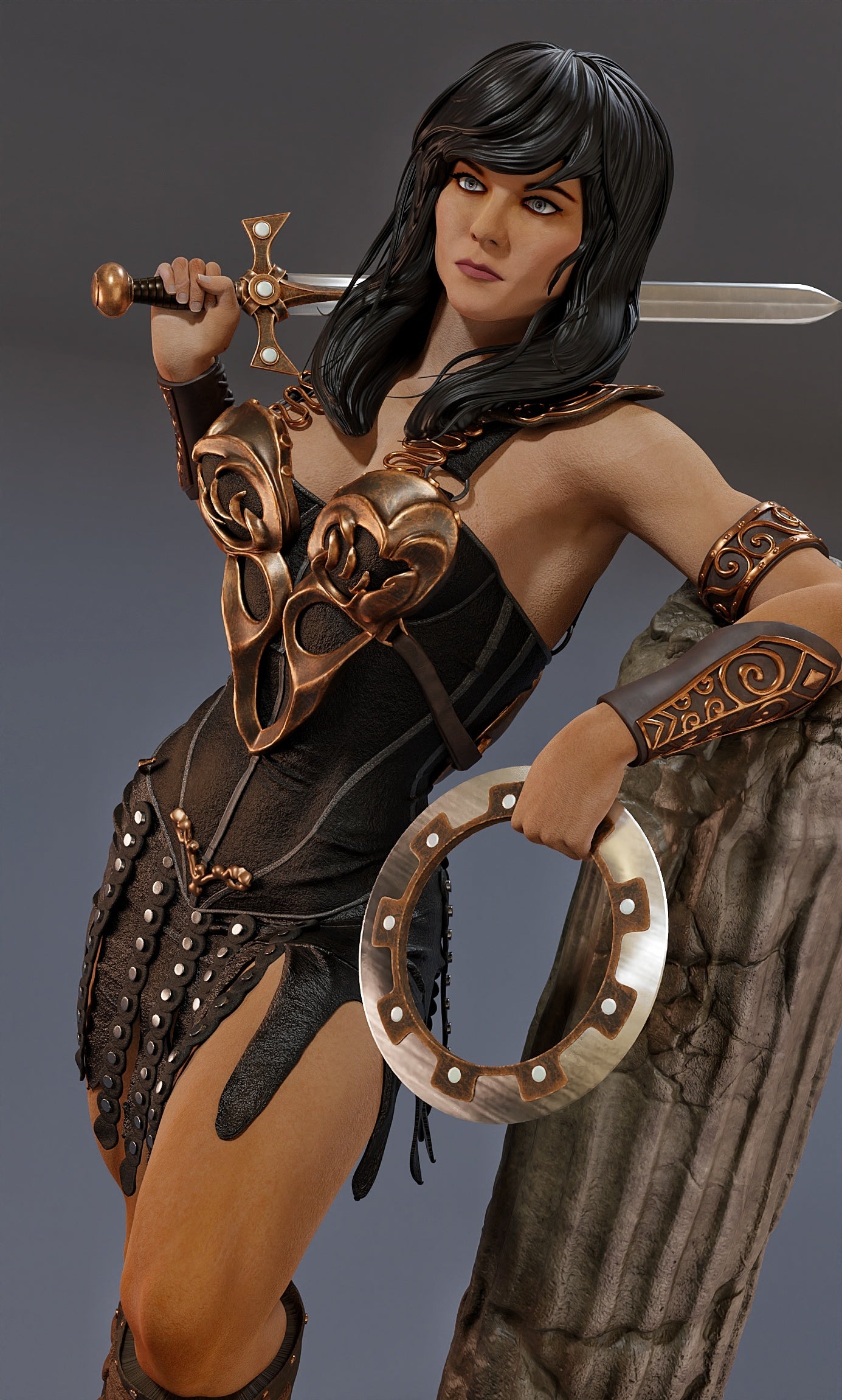 Xena Warrior Princess Resin Art (Design by MCM3D Studios)