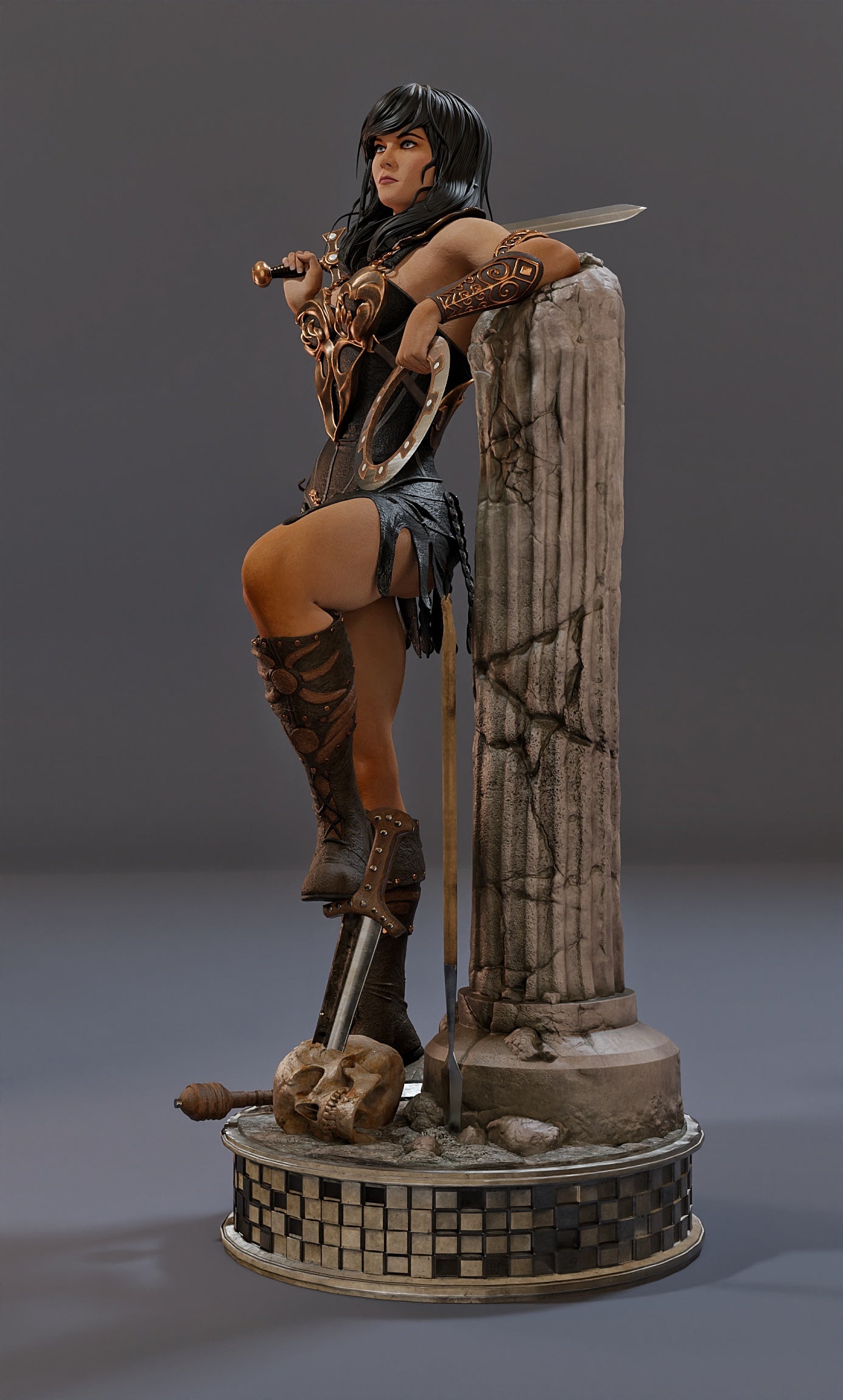 Xena Warrior Princess Resin Art (Design by MCM3D Studios)