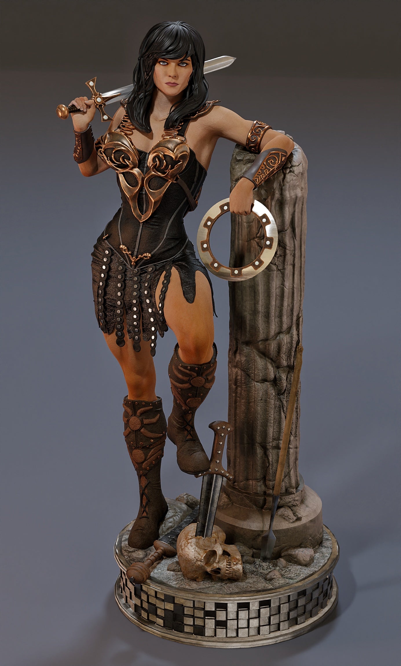 Xena Warrior Princess Resin Art (Design by MCM3D Studios)