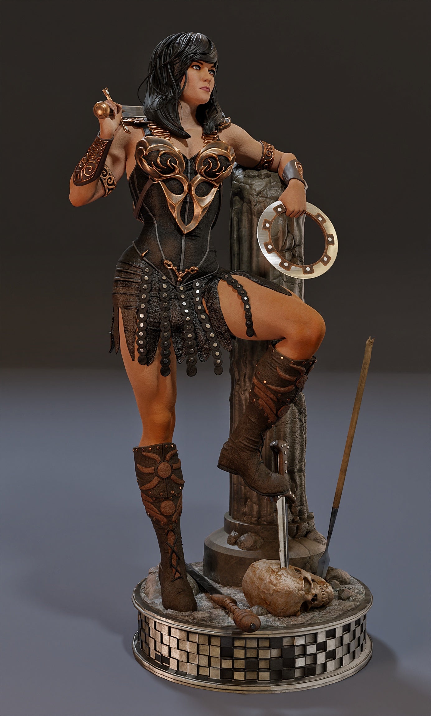 Xena Warrior Princess Resin Art (Design by MCM3D Studios)