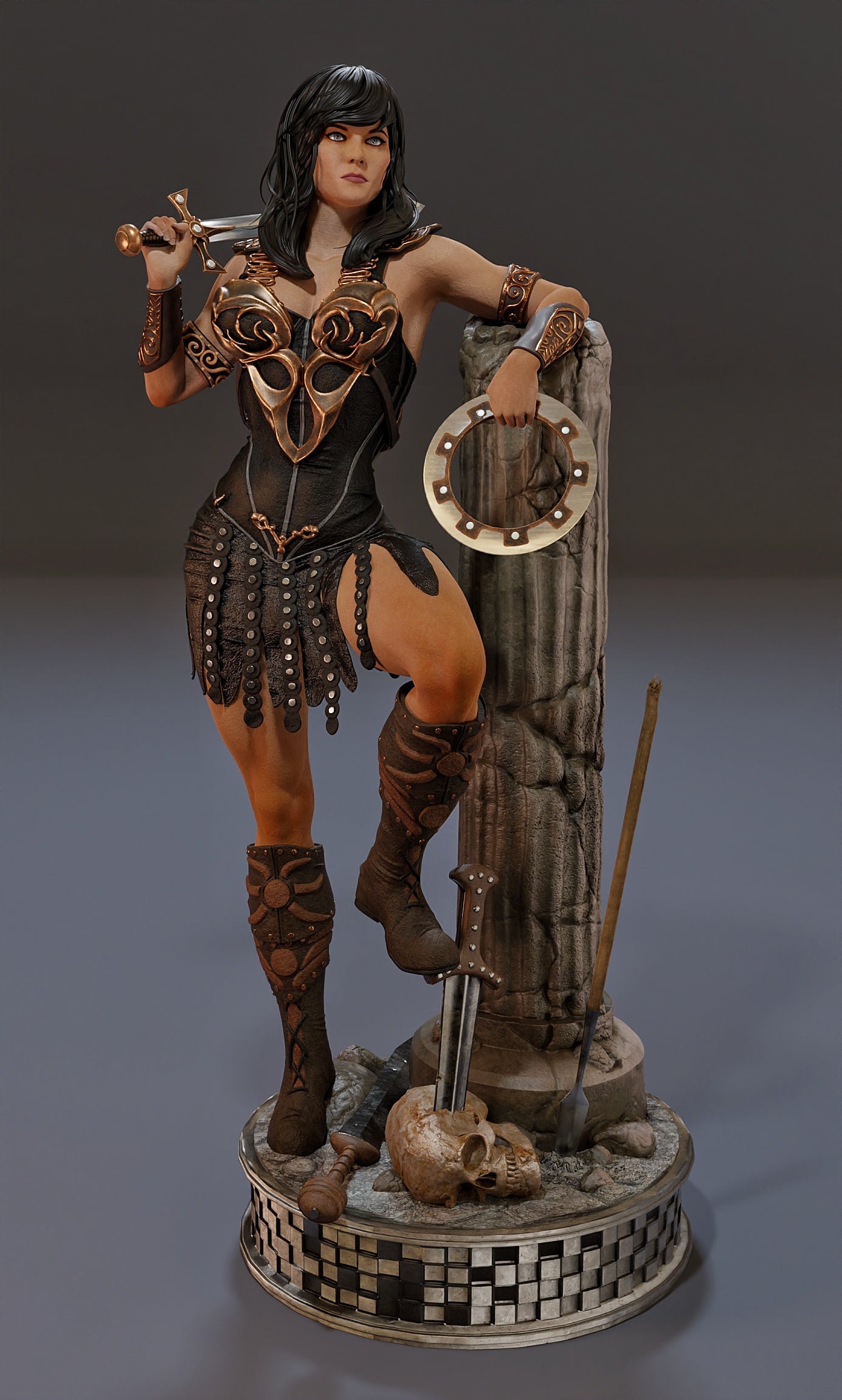 Xena Warrior Princess Resin Art (Design by MCM3D Studios)