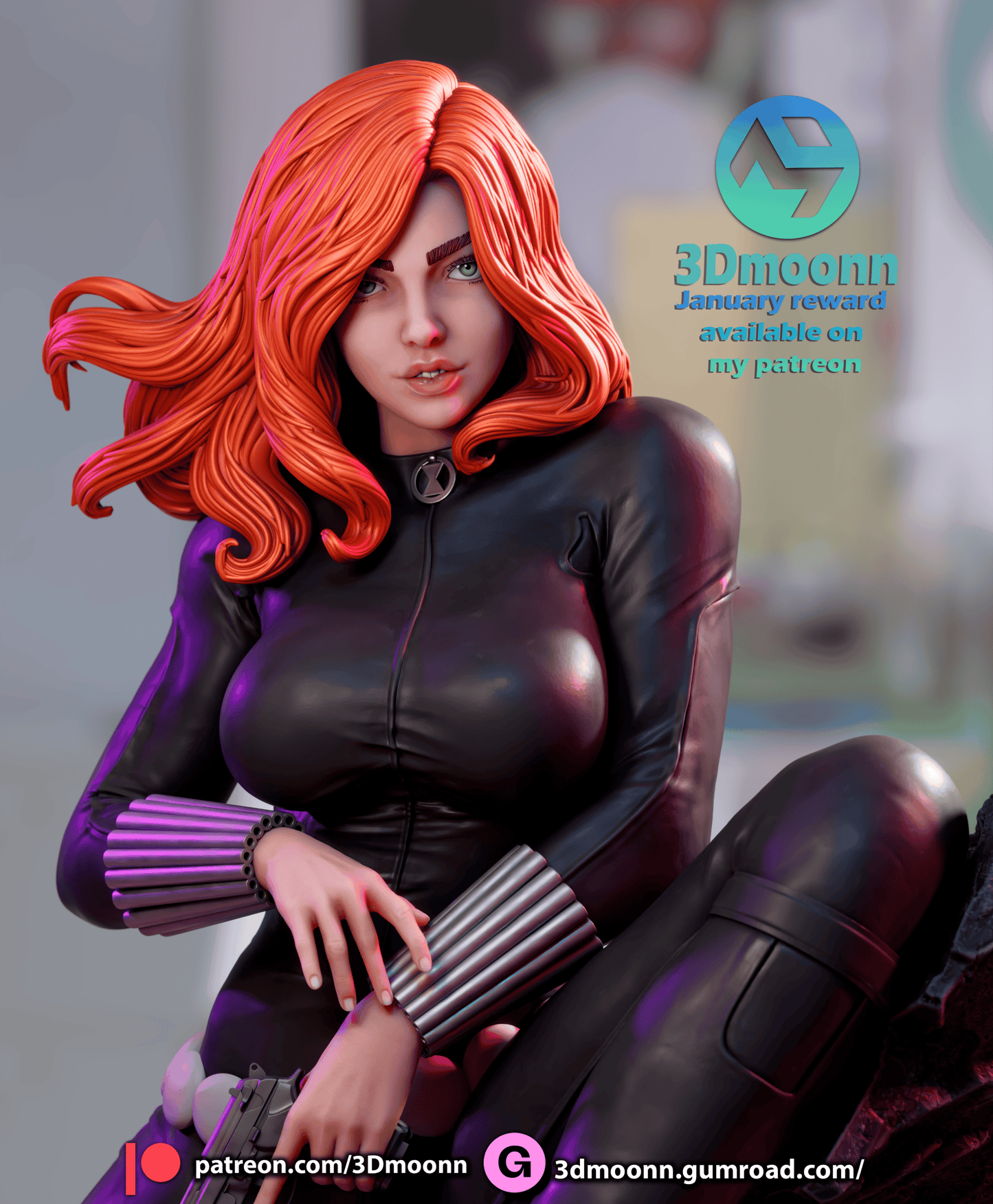 Black Widow Resin Fan Art Sculpture (3DM)