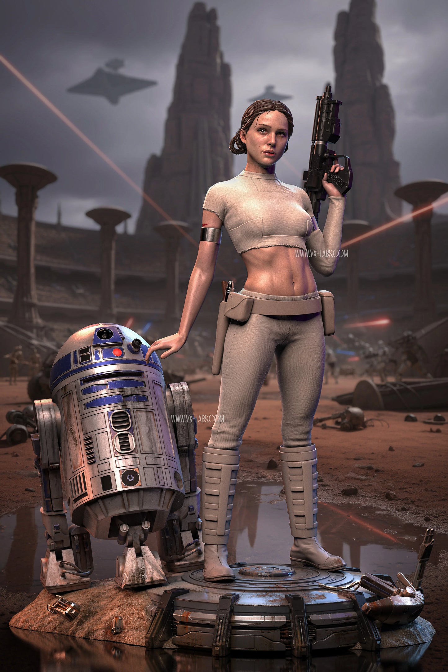 Padme and R2D2 Resin Art (Designed by VXLabs)