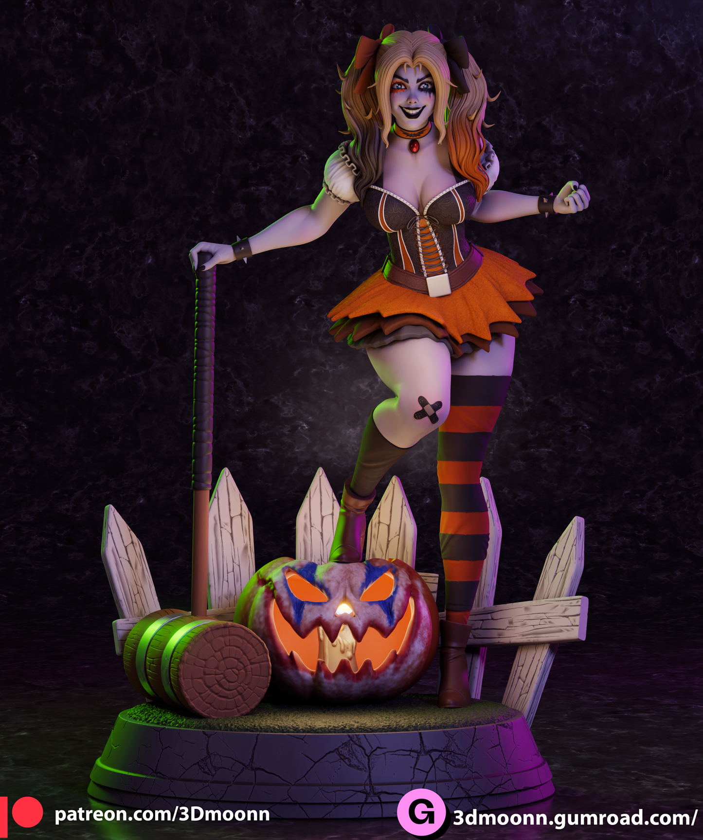 Harley Quinn Halloween Resin Fan Art Sculpture 3DMoonn