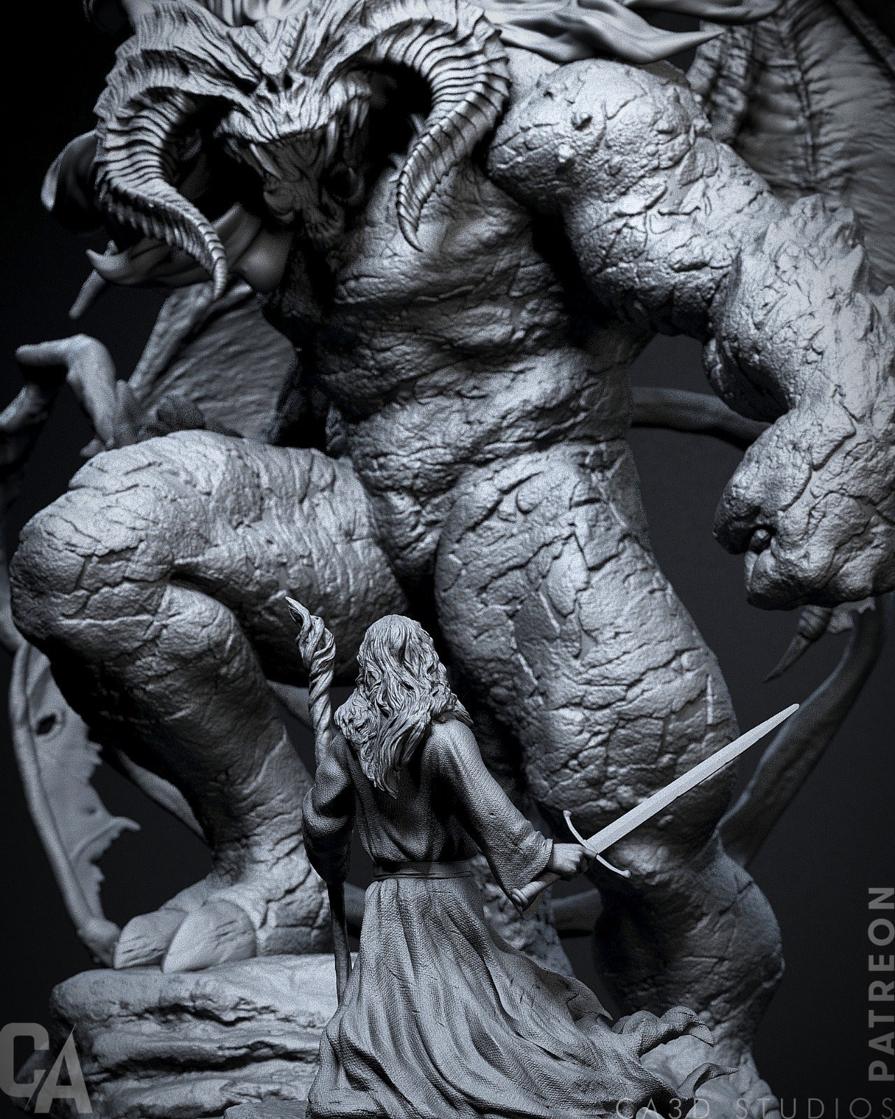 Gandalf vs Balrog Diorama Collectible Resin Fan Art Pro Painted - MTO