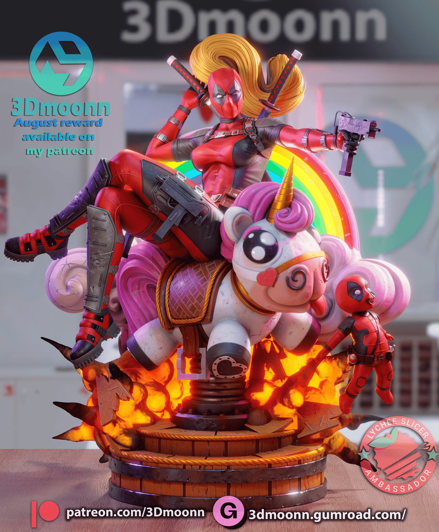 Lady Deadpool Resin Sculpture Fan Art - MTO 3dMoonn