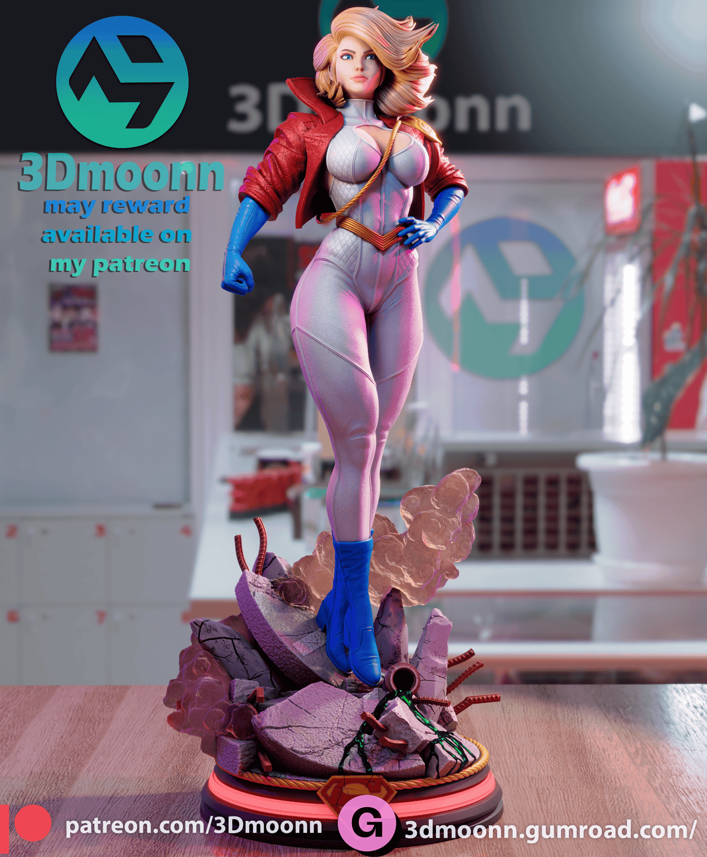 Powergirl Resin Fan Art Sculpture 3DMoonn