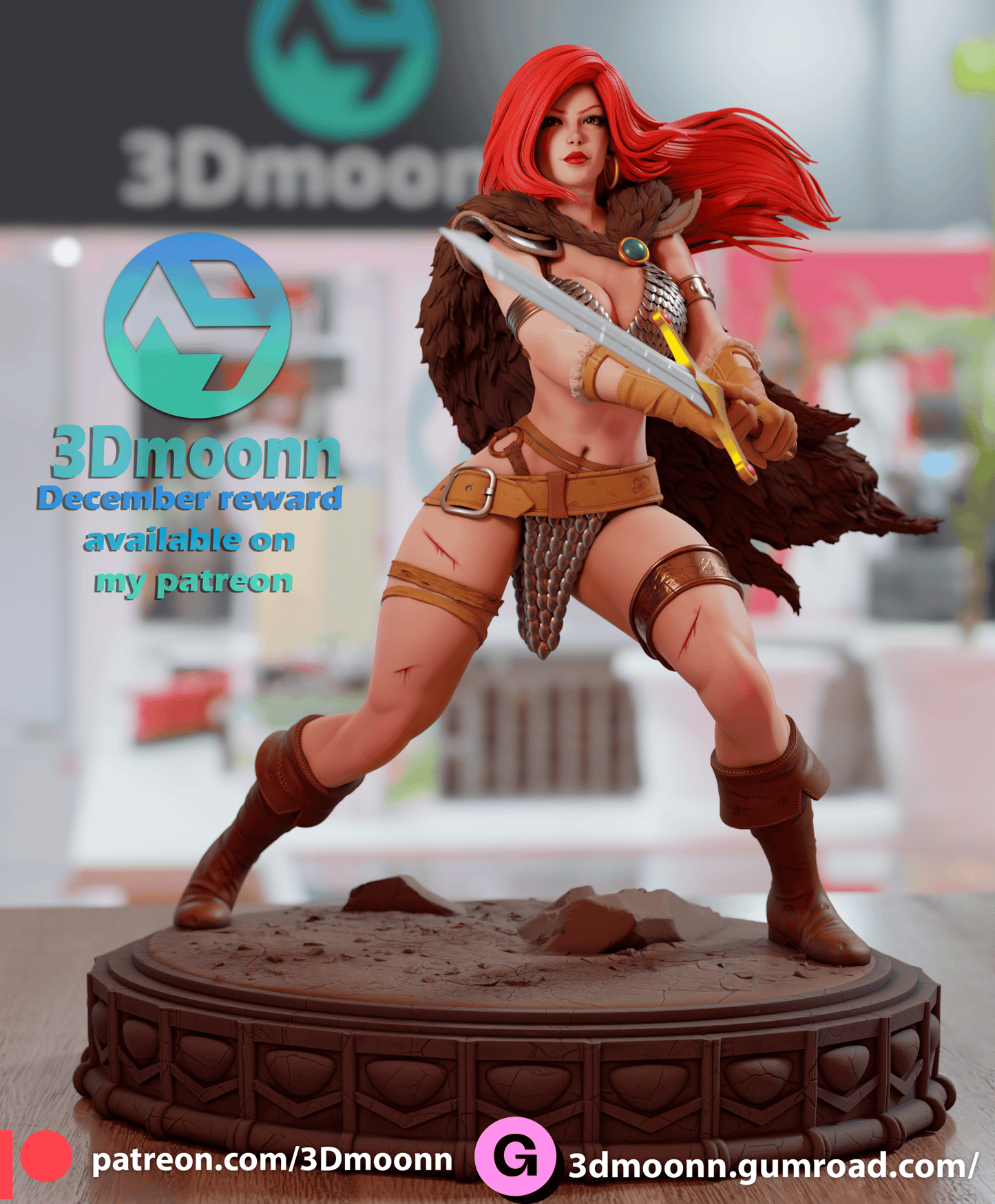 Red Sonja Resin Fan Art Sculpture 3DMoonn