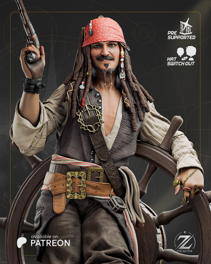 Jack Sparrow Resin Fan Art MTO (Design by Zenith)