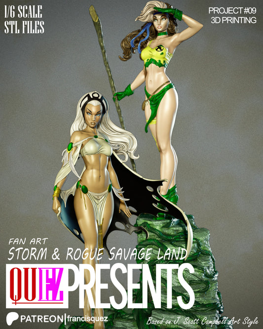 Rogue and Storm Savage Resin Fan Art Pro Painted - MTO (Quez)