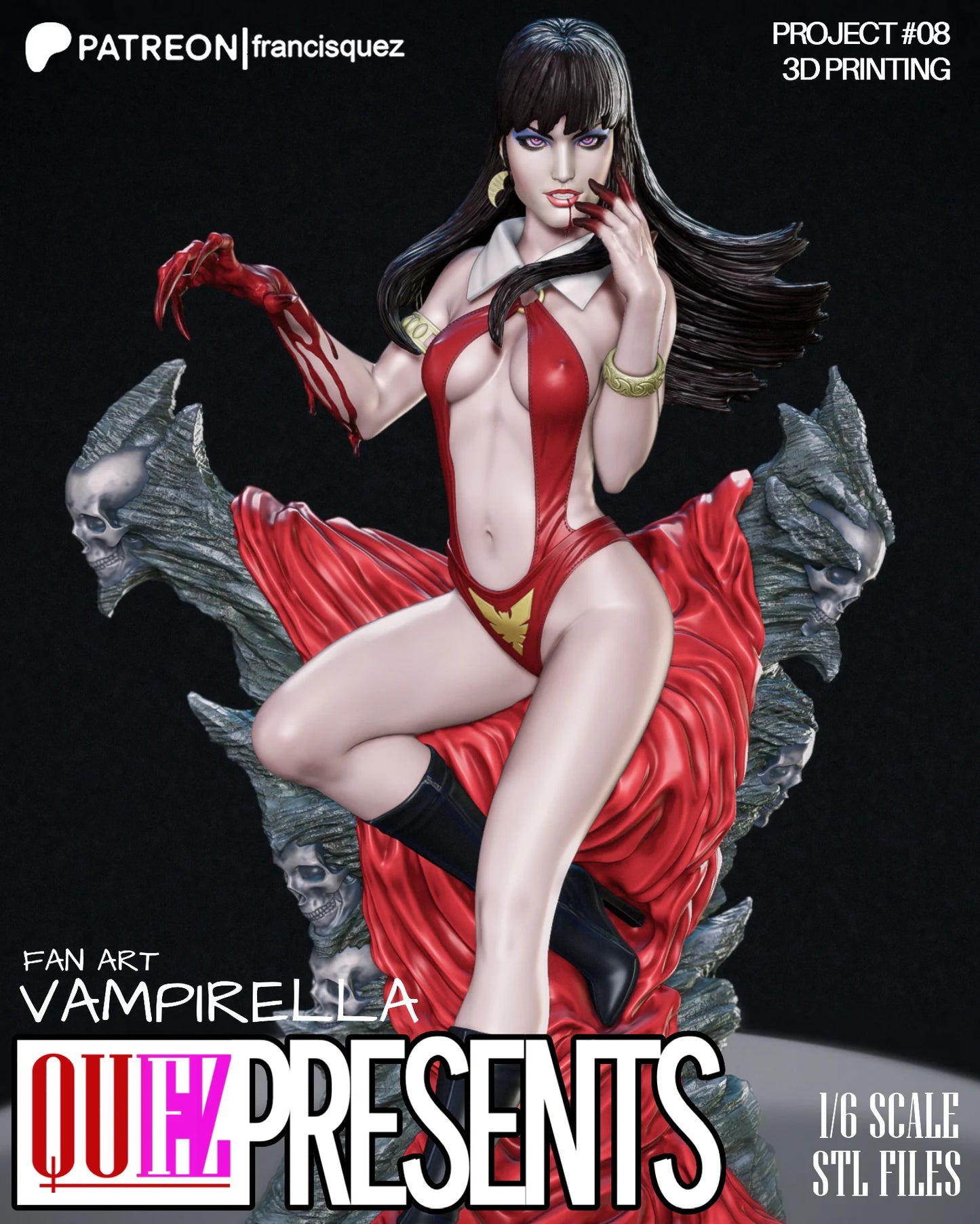 Vampirella Resin Fan Art Pro Painted - MTO (Quez)