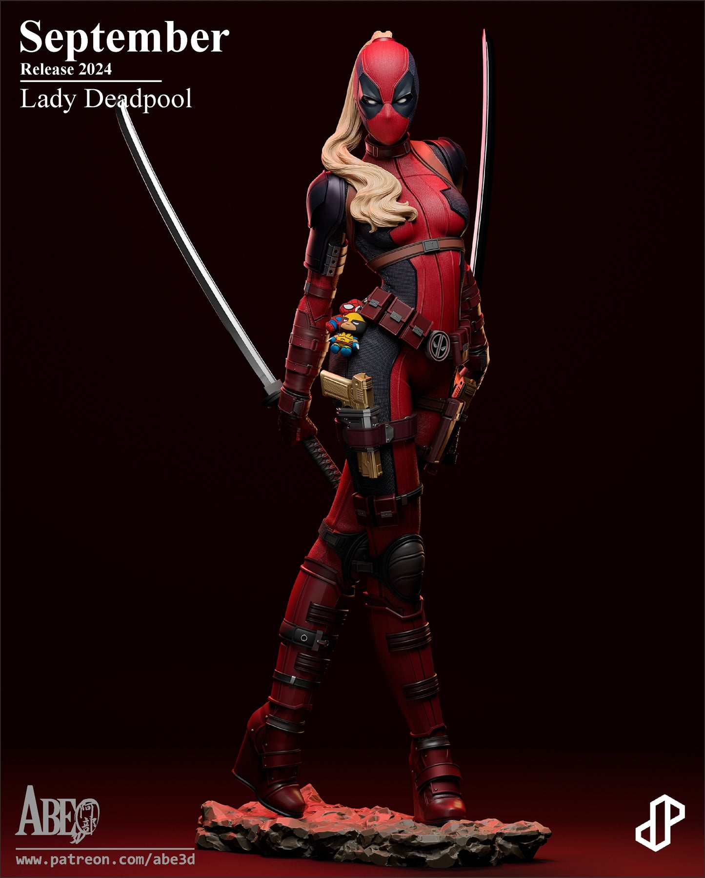 Lady Deadpool Resin Sculpture Fan Art Pro Painted - MTO Abe3D