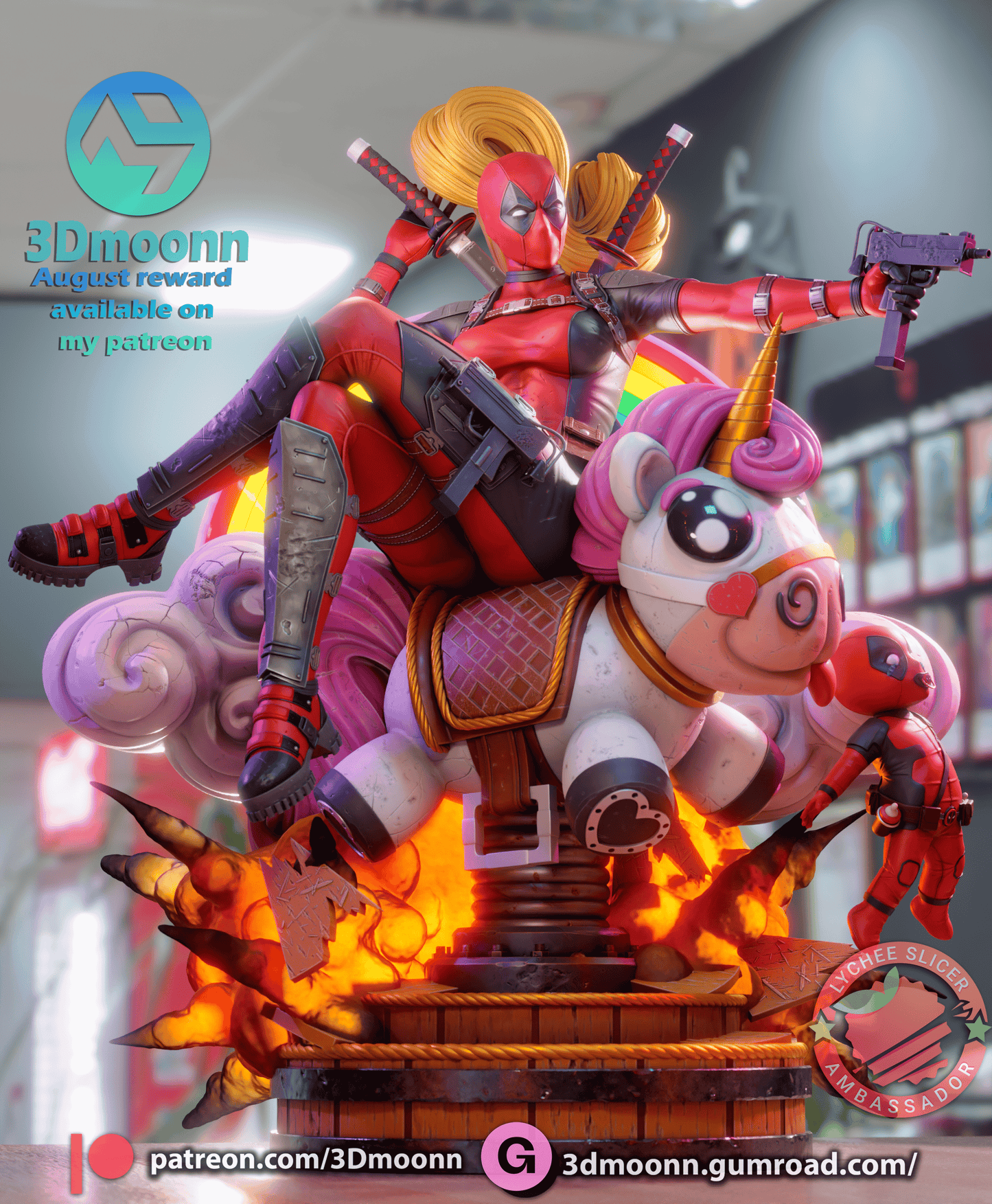 Lady Deadpool Resin Sculpture Fan Art - MTO 3dMoonn