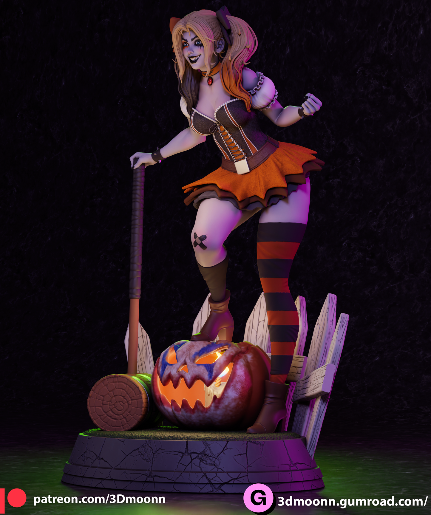 Harley Quinn Halloween Resin Fan Art Sculpture 3DMoonn