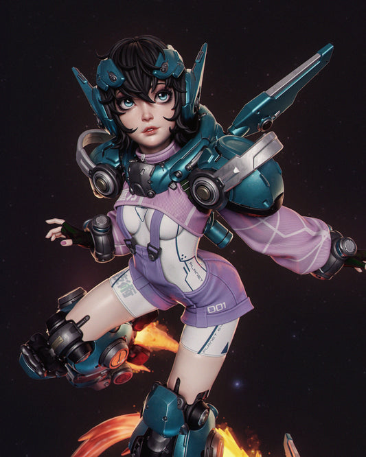 Nillai and Bblue Mechagirl Resin Art - MTO (Design by CA3D)