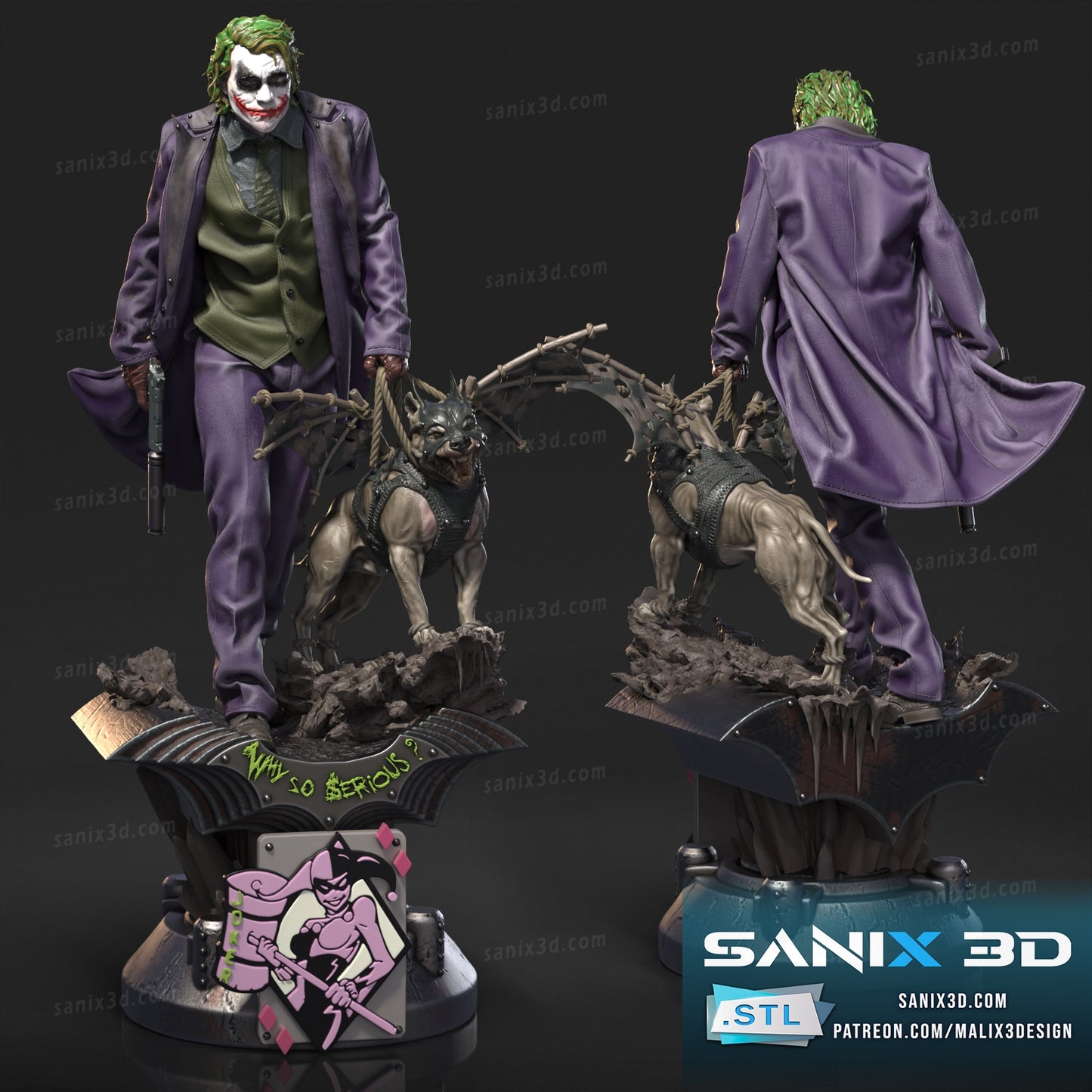 Joker + Batdog Resin Fan Art Sculpture