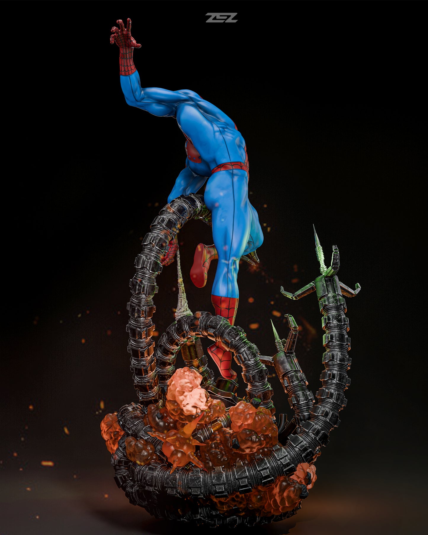 Spiderman vs Octa Resin Fan Art Sculpture (Zez)