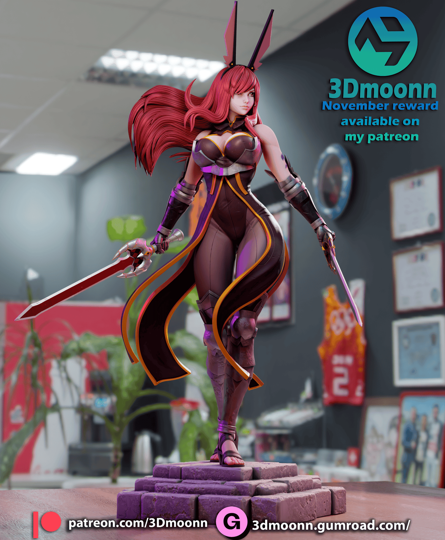 Erza Scarlet Resin Fan Art Sculpture (3DM)