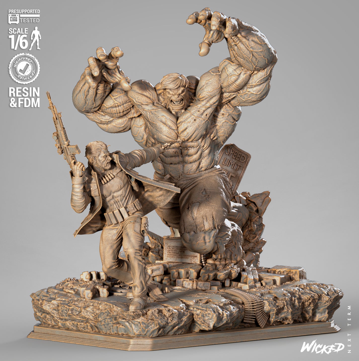 Hulk vs Punisher Resin Fan Art (WS)