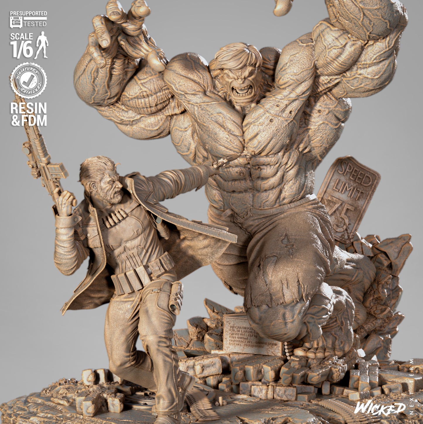 Hulk vs Punisher Resin Fan Art (WS)