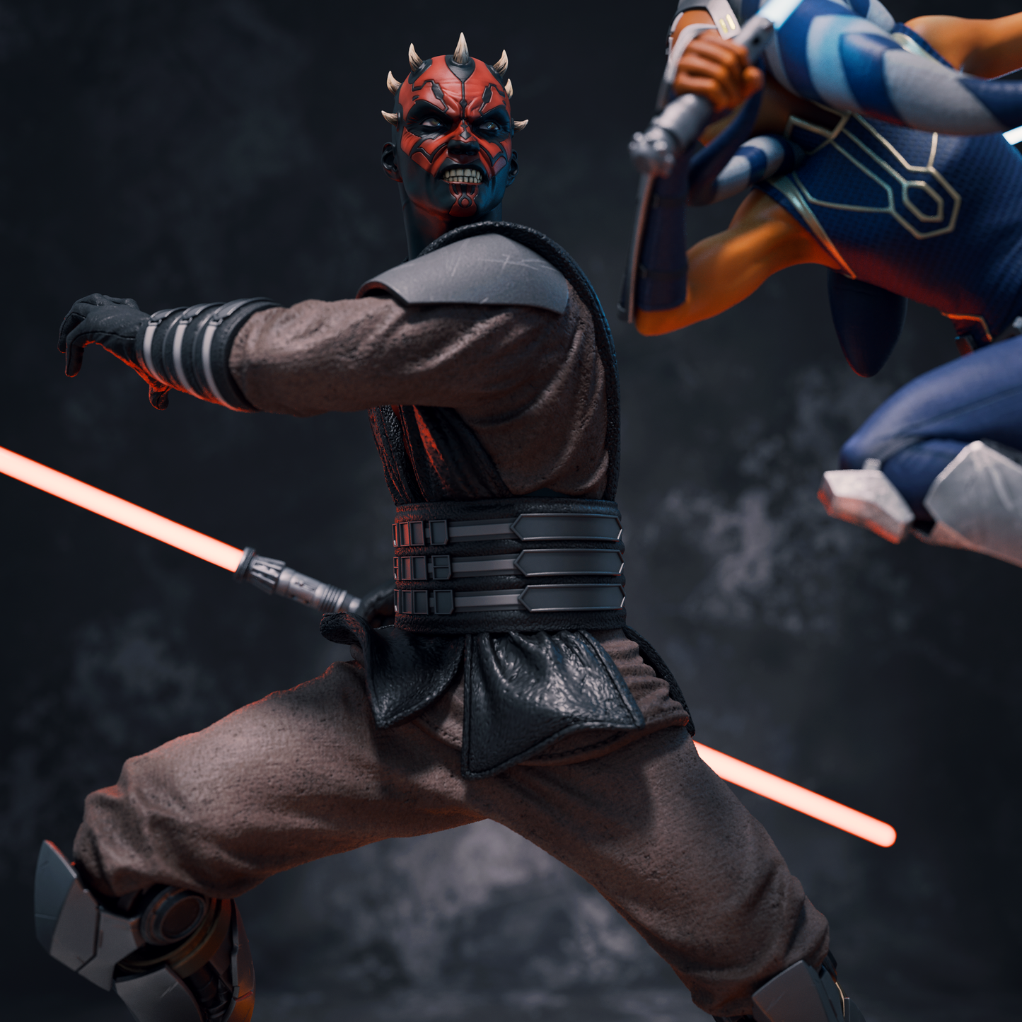 Ahsoka vs Darth Maul Diorama Resin Fan Art - MTO