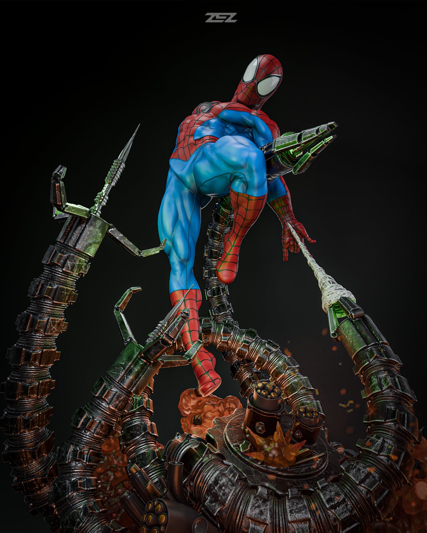 Spiderman vs Octa Resin Fan Art Sculpture (Zez)