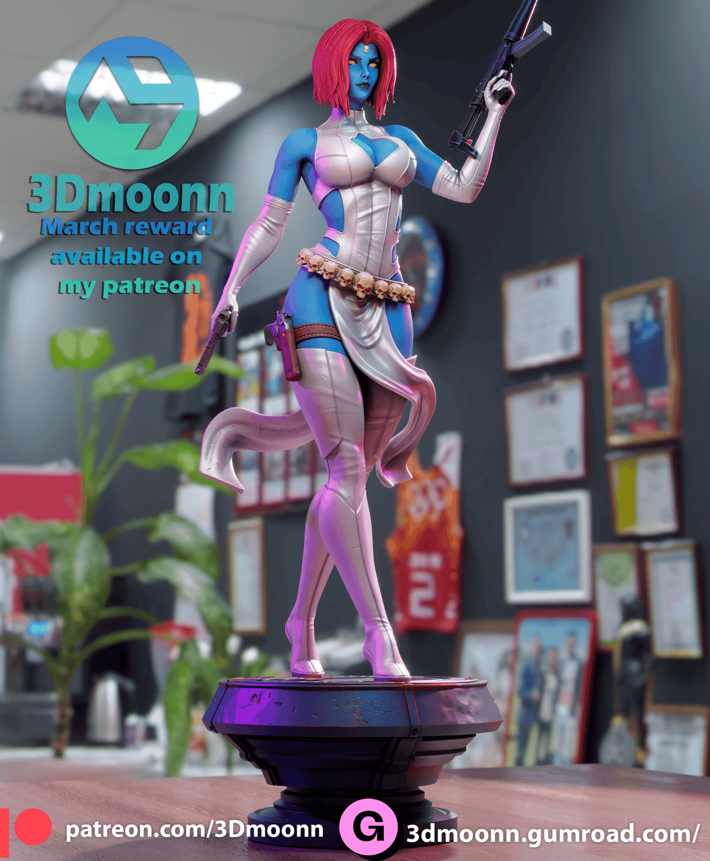 Mystique Resin Fan Art Sculpture 3DMoonn