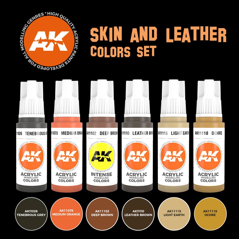 AK 3rd Gen Acrylic Paint Skin and Leather Colors Set