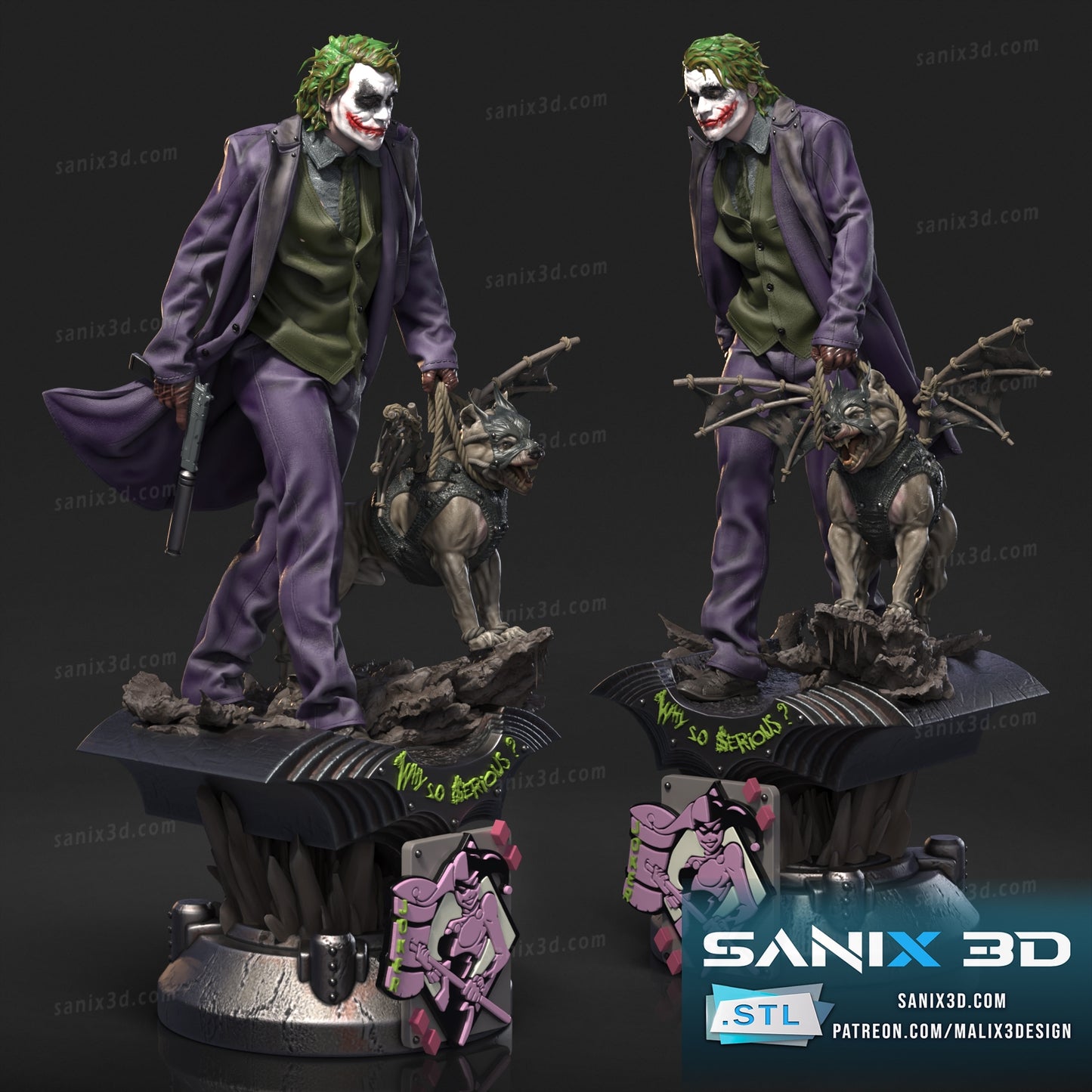 Joker + Batdog Resin Fan Art Sculpture