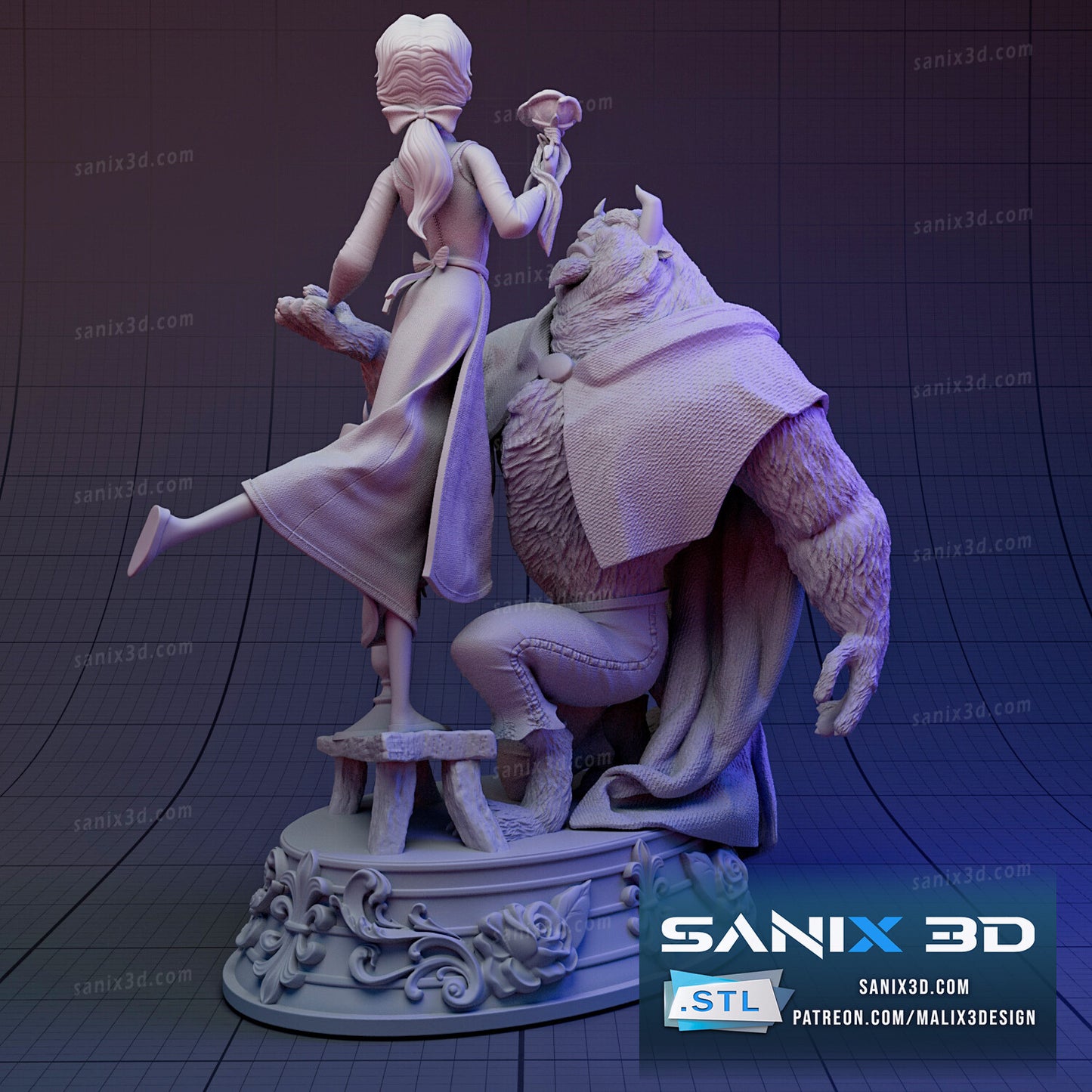 Beauty and the Beast Resin Art (Design by Sanix3D)